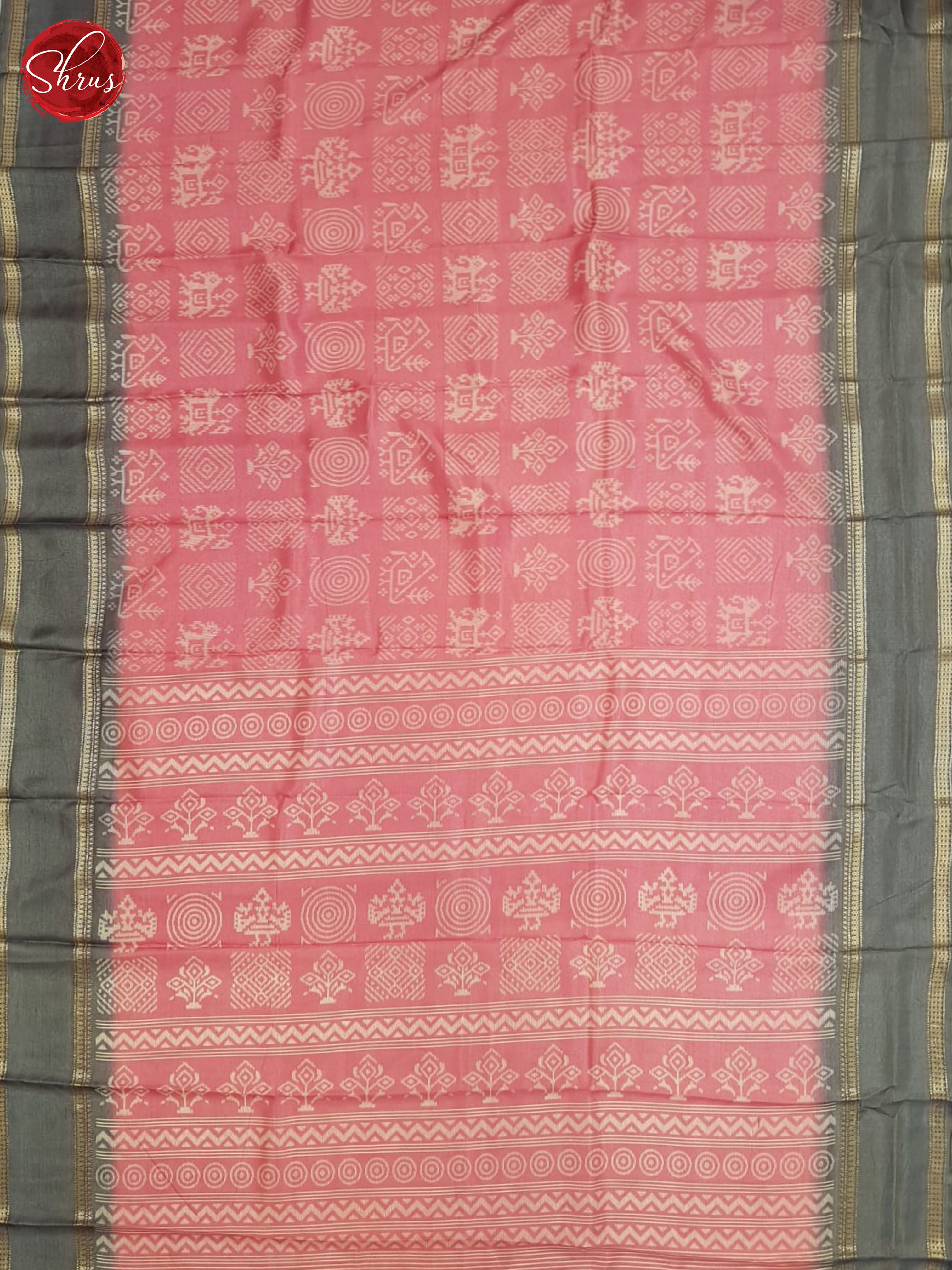 Pink And Grey- Semi crepe saree - Shop on ShrusEternity.com