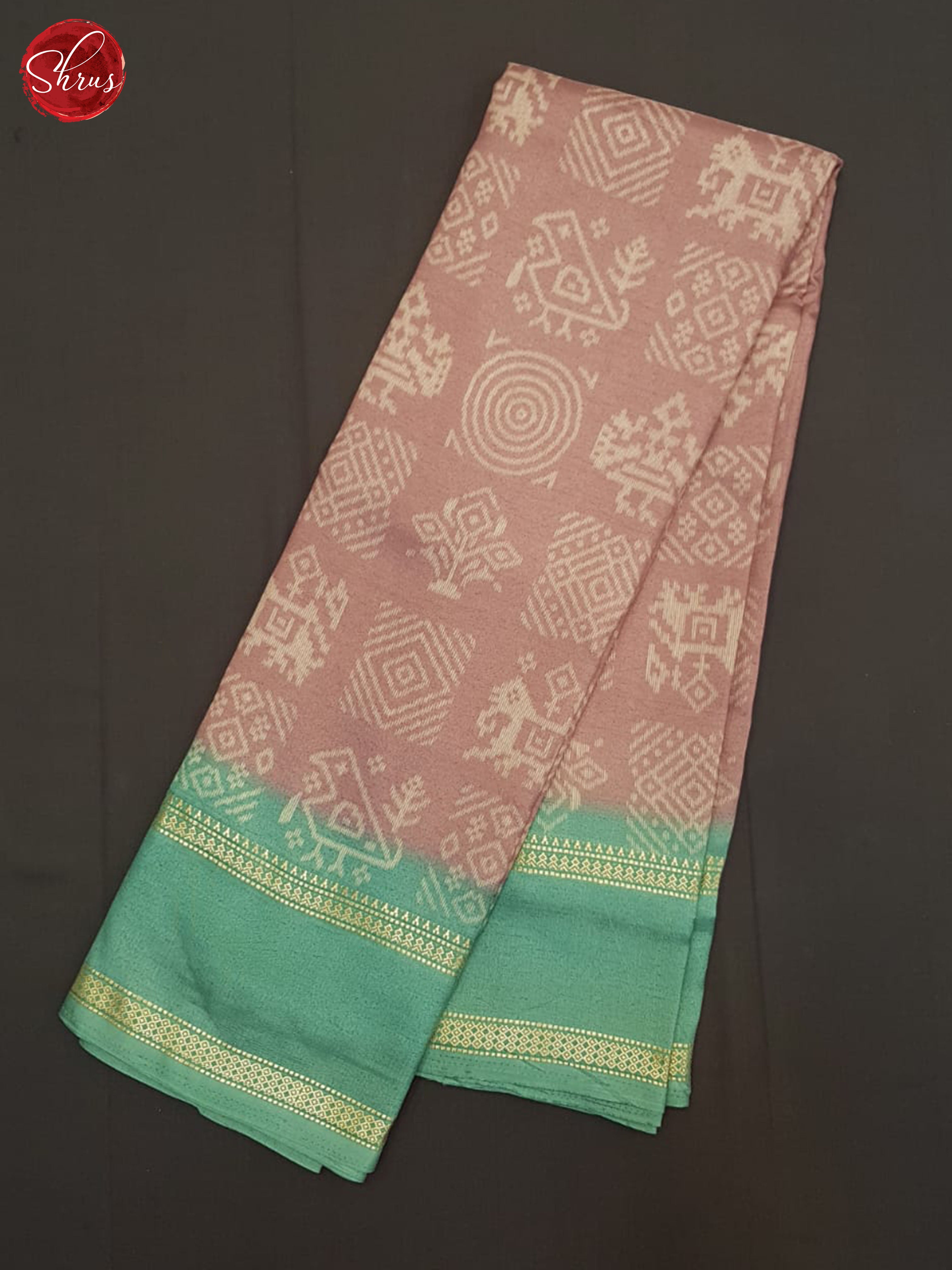 Dusty Pink And Green- Semi Crepe Saree - Shop on ShrusEternity.com