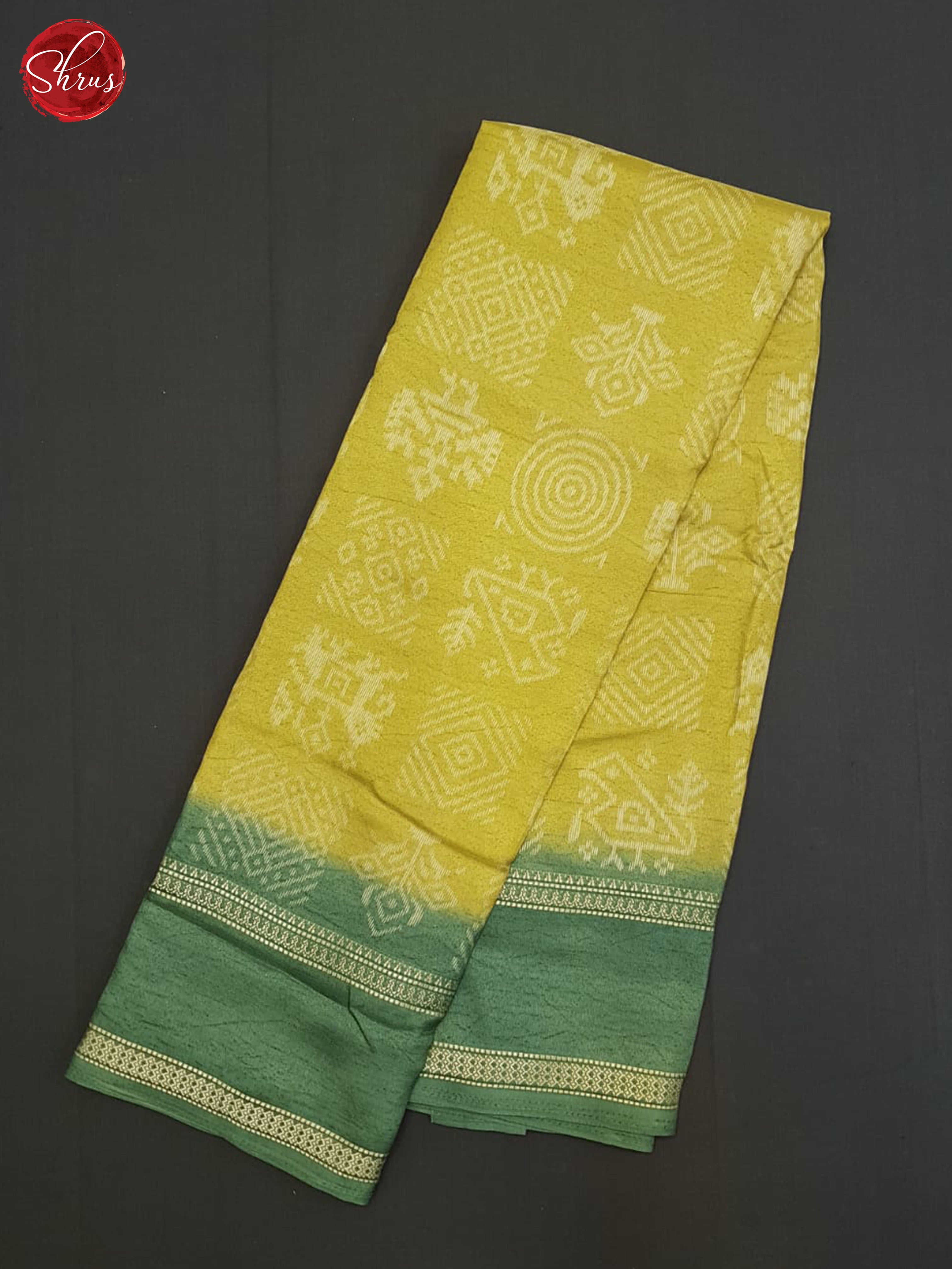 Mustard And Green- semi crepe saree - Shop on ShrusEternity.com