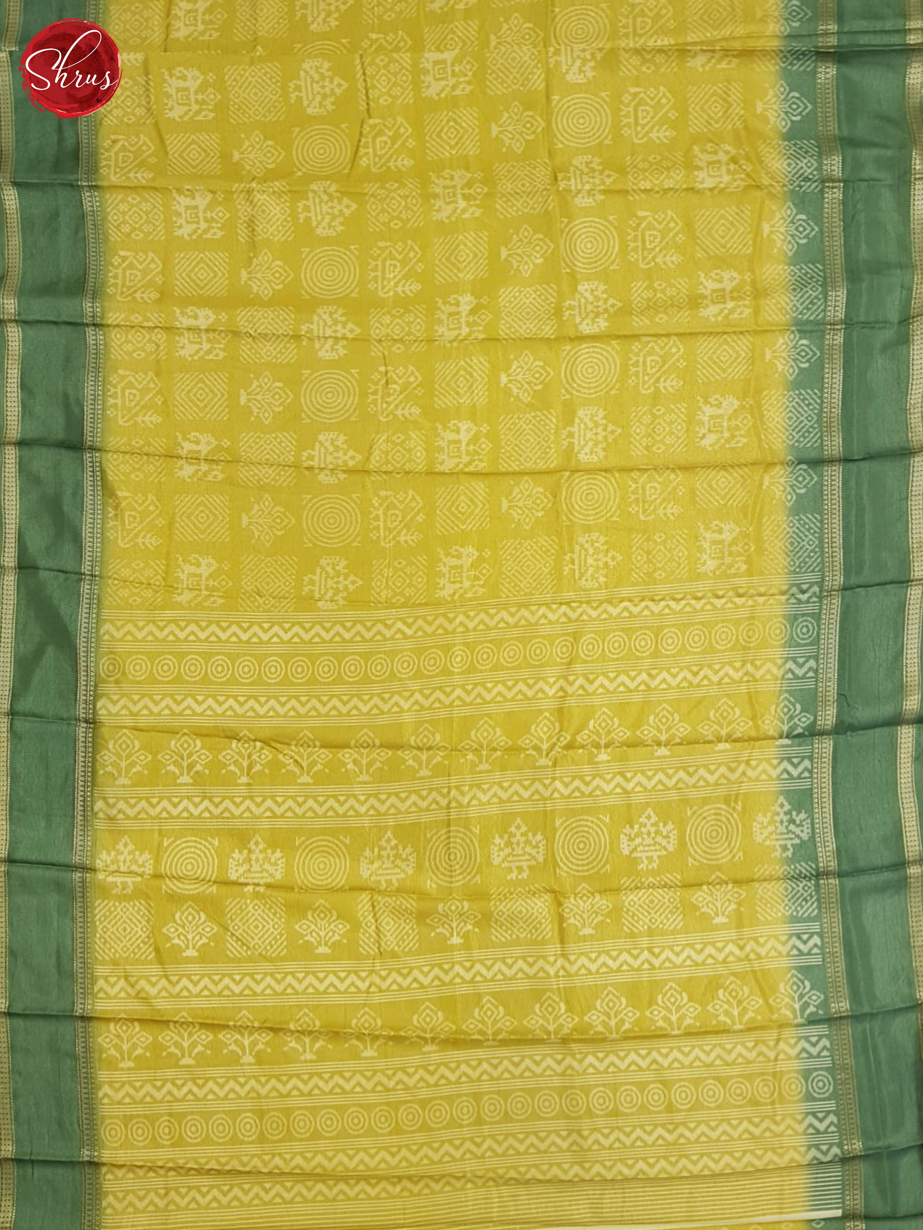 Mustard And Green- semi crepe saree - Shop on ShrusEternity.com