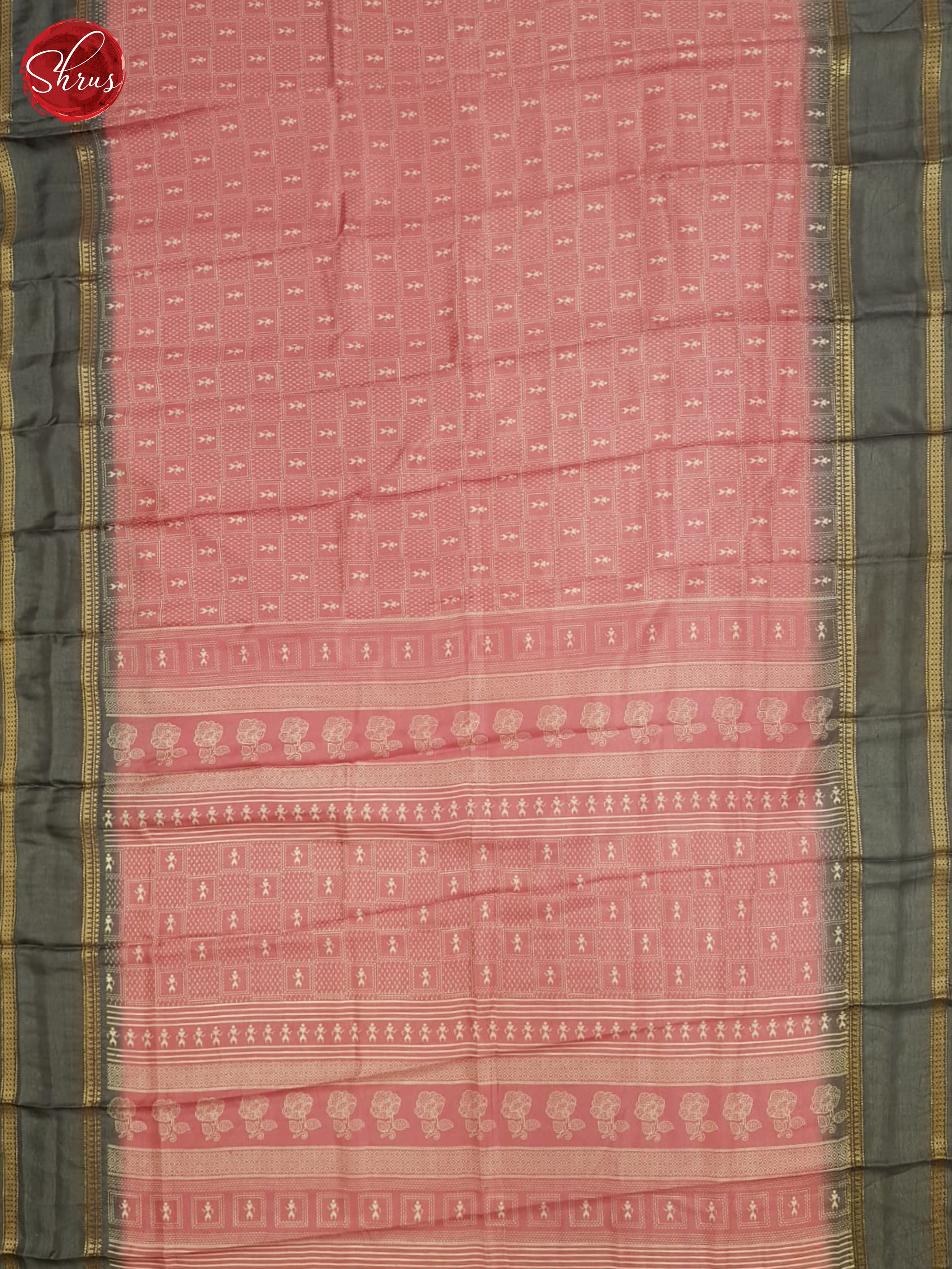 Pink And Grey- Semi crepe saree - Shop on ShrusEternity.com