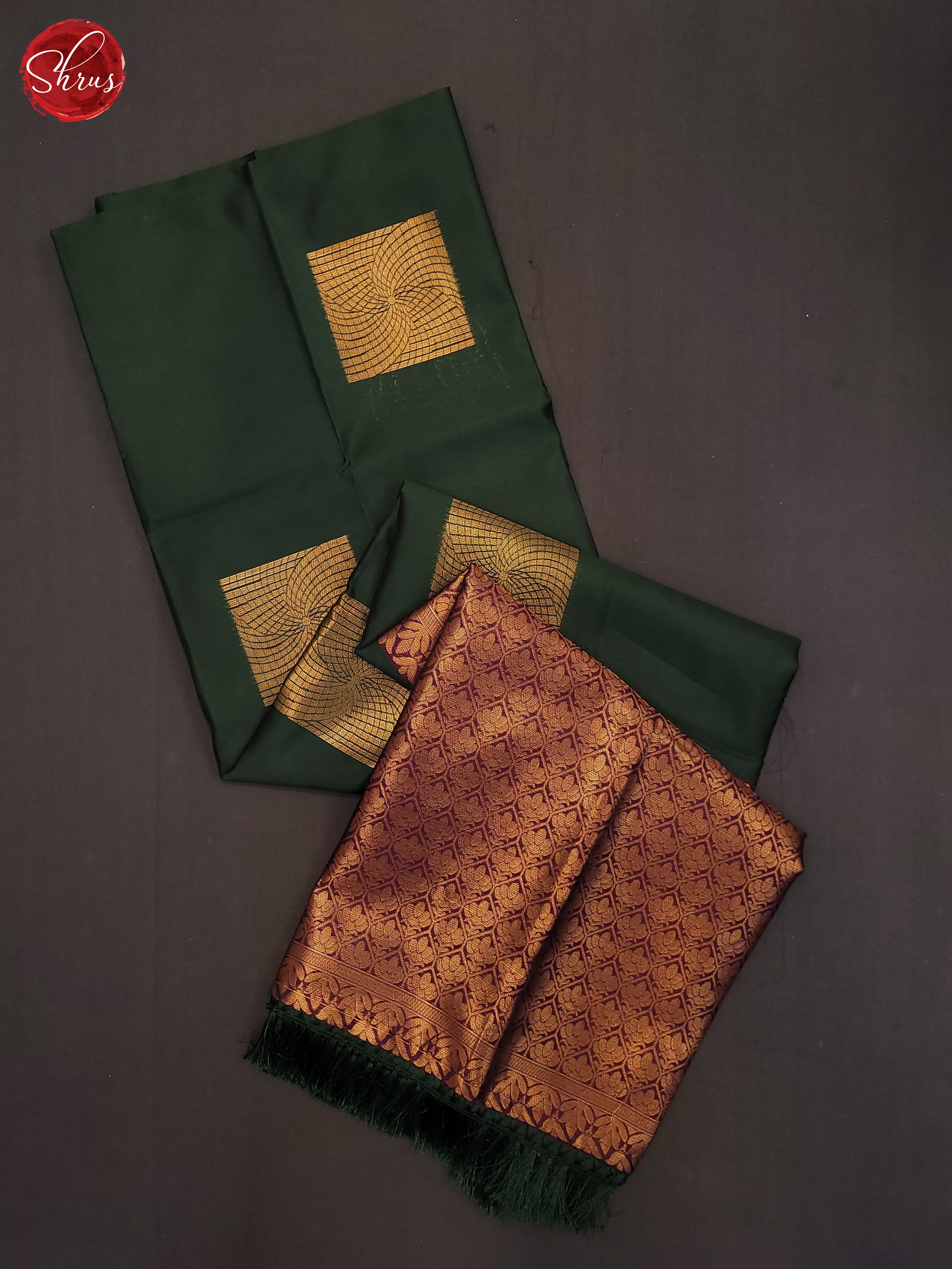 Bottle green & Majenta - Semi Soft Silk Saree - Shop on ShrusEternity.com