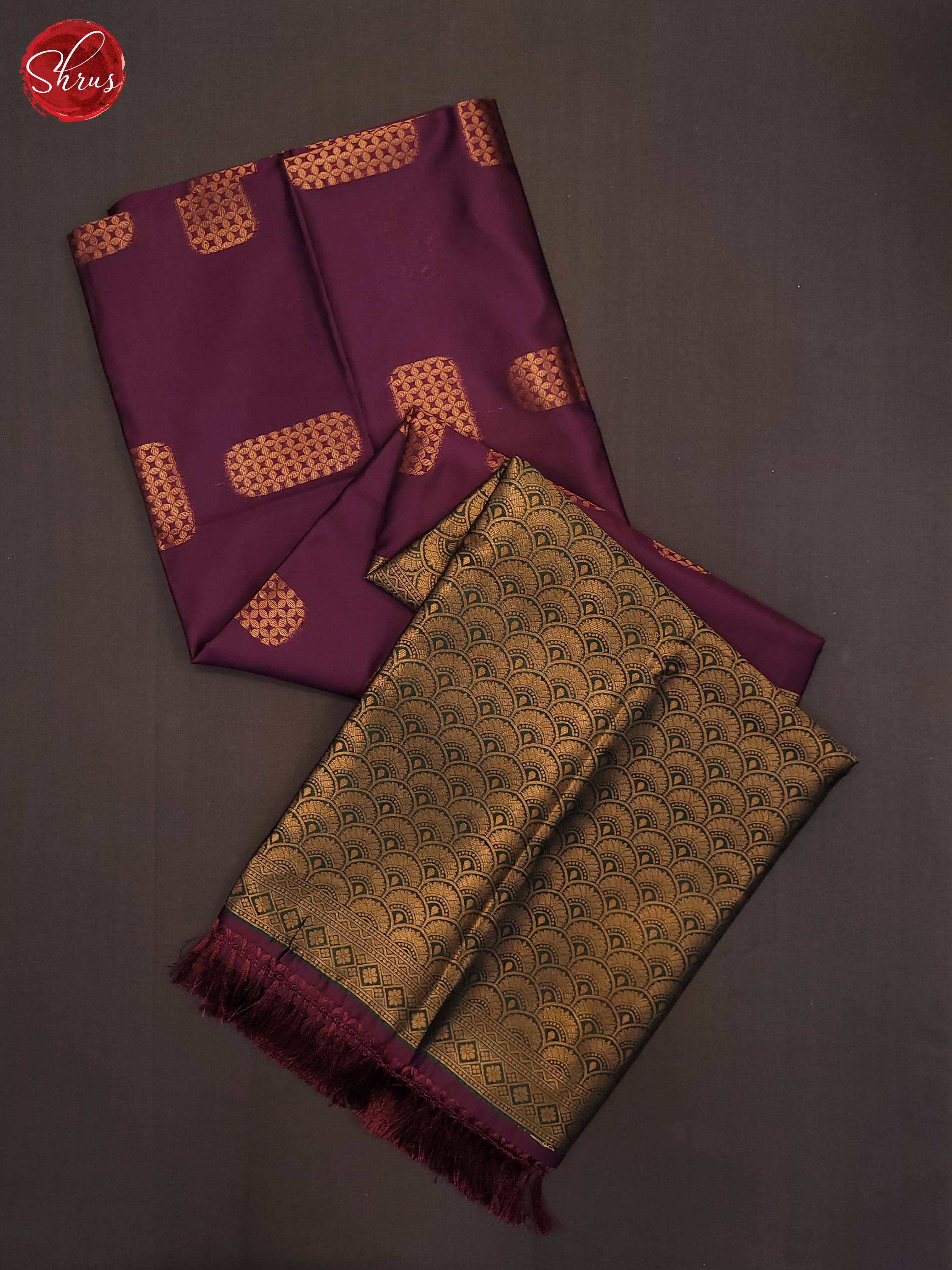 Wine & Green - Semi Soft Silk saree - Shop on ShrusEternity.com