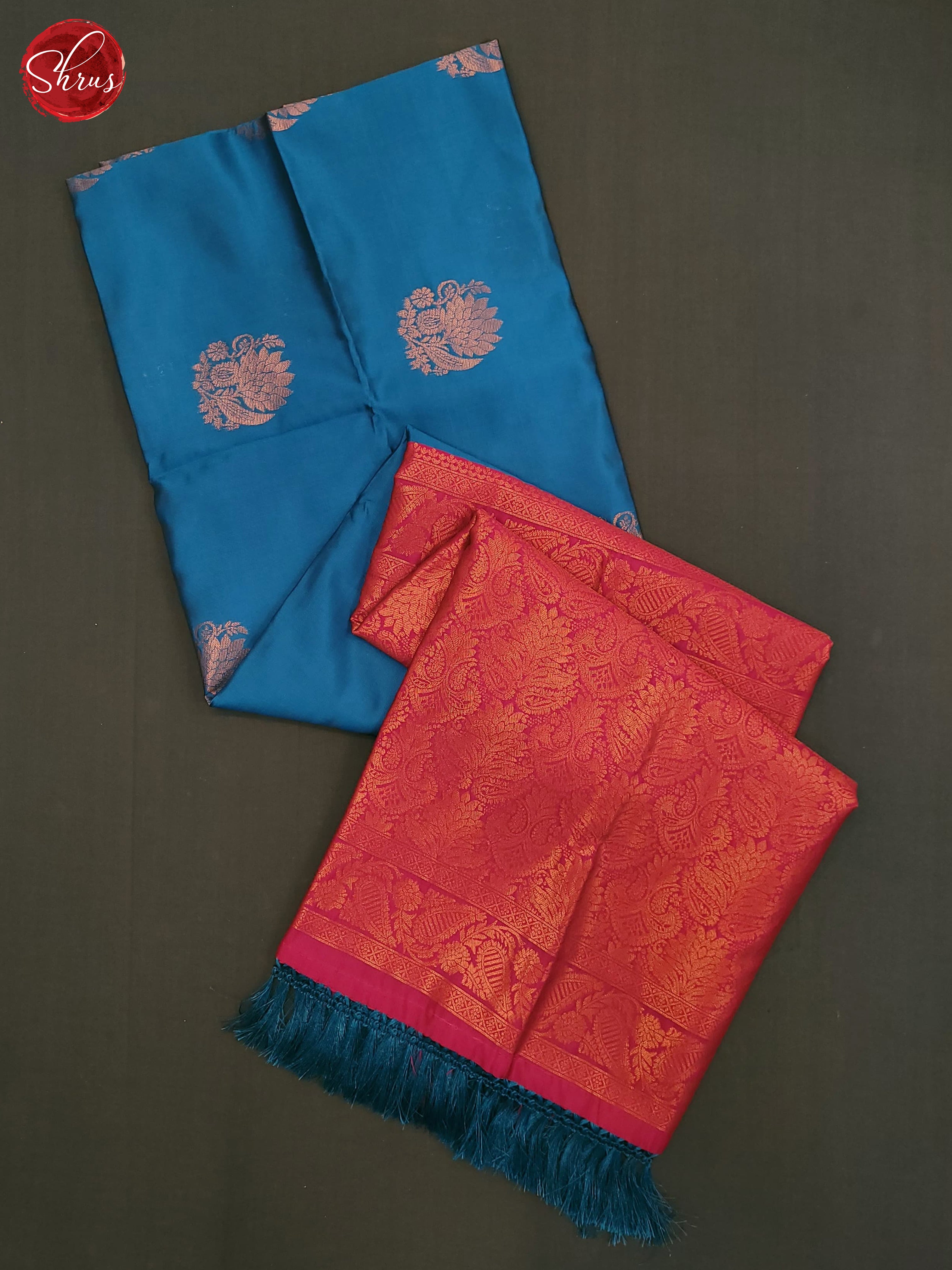 Blue & Pink - Semi Softsilk Saree - Shop on ShrusEternity.com