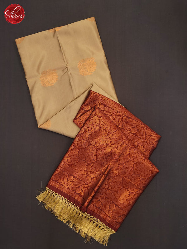 Beige & Maroon - Semi Soft Silk Saree - Shop on ShrusEternity.com