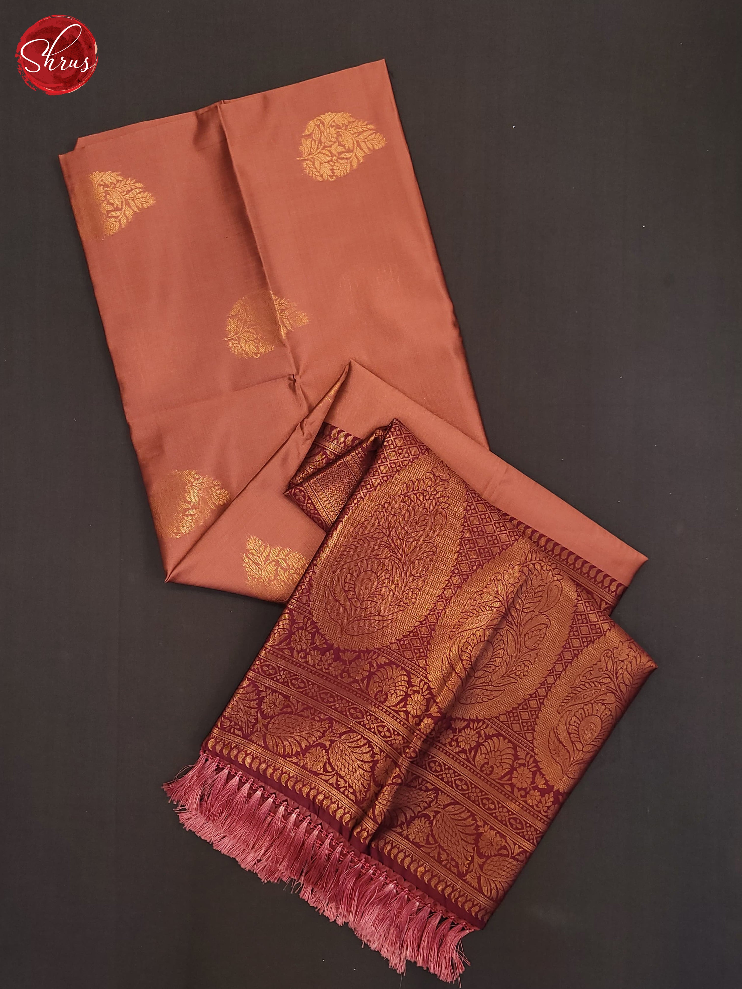 Peach & Maroon- semi Soft Silk Saree - Shop on ShrusEternity.com