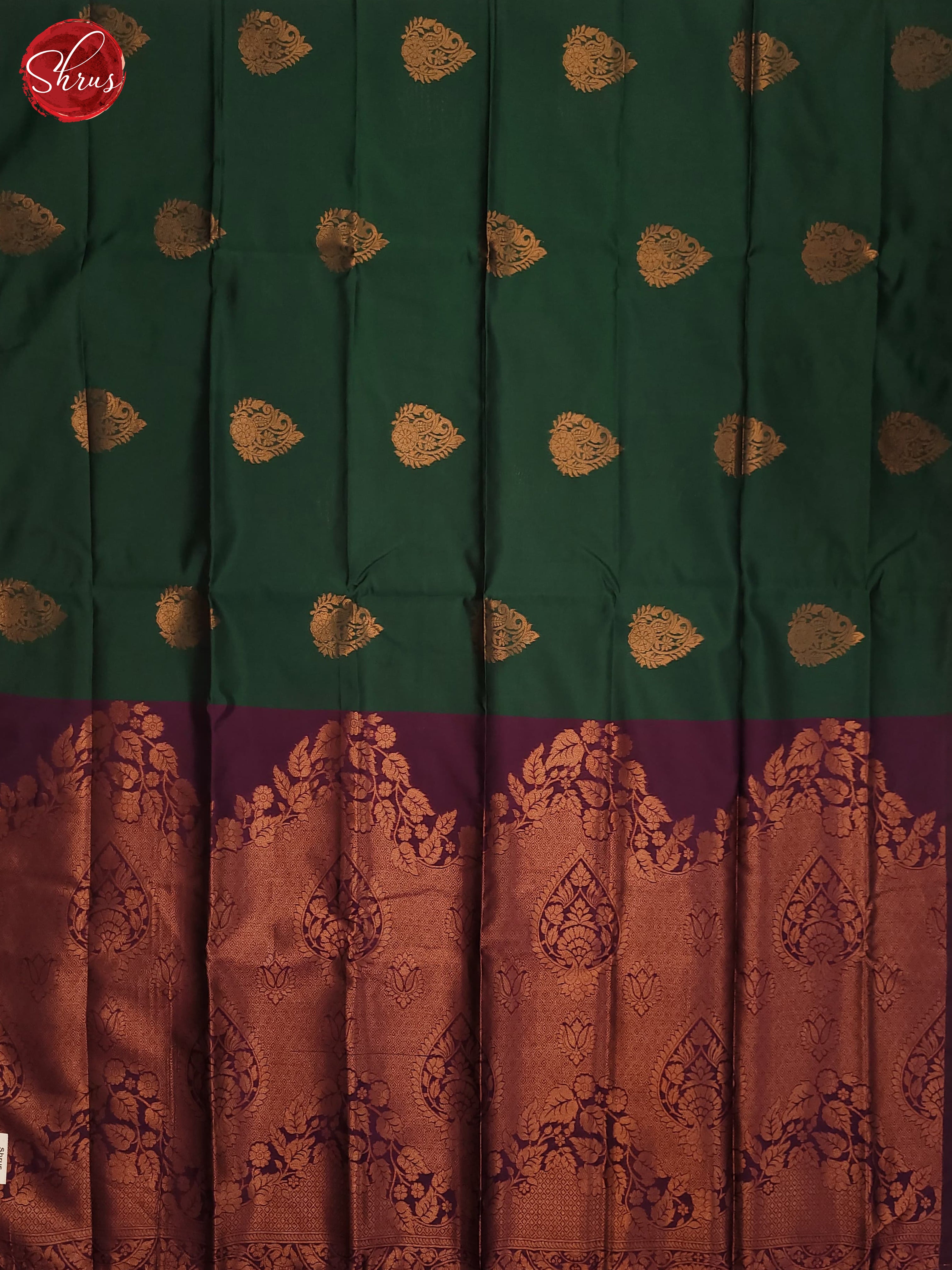 Bottle Green & Majenta  - Semi Softsilk Saree - Shop on ShrusEternity.com