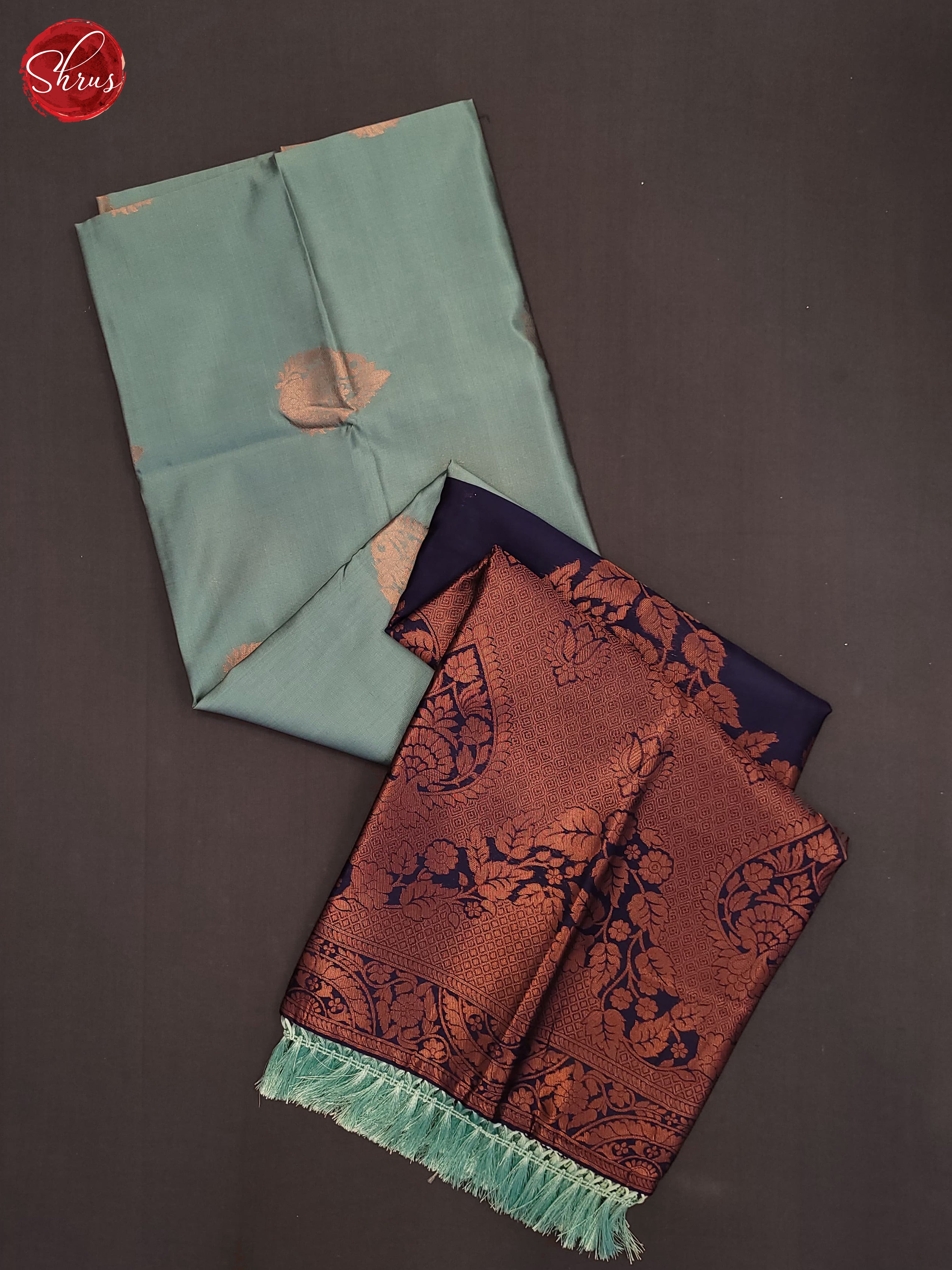 Pastel Blue & Blue-Semi Soft Silk Saree - Shop on ShrusEternity.com