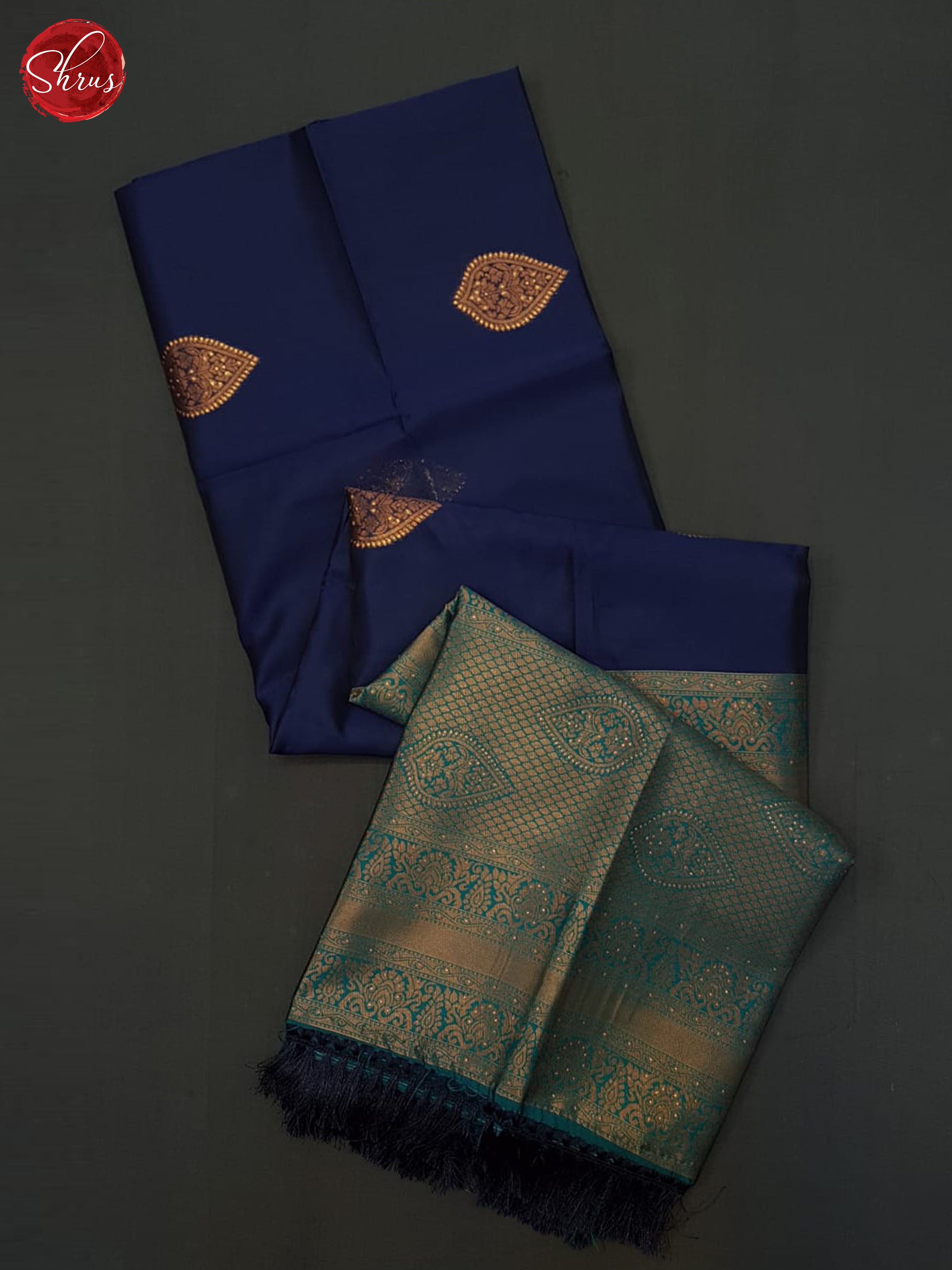 Navy Blue & Blue - Semi Softsilk Saree - Shop on ShrusEternity.com