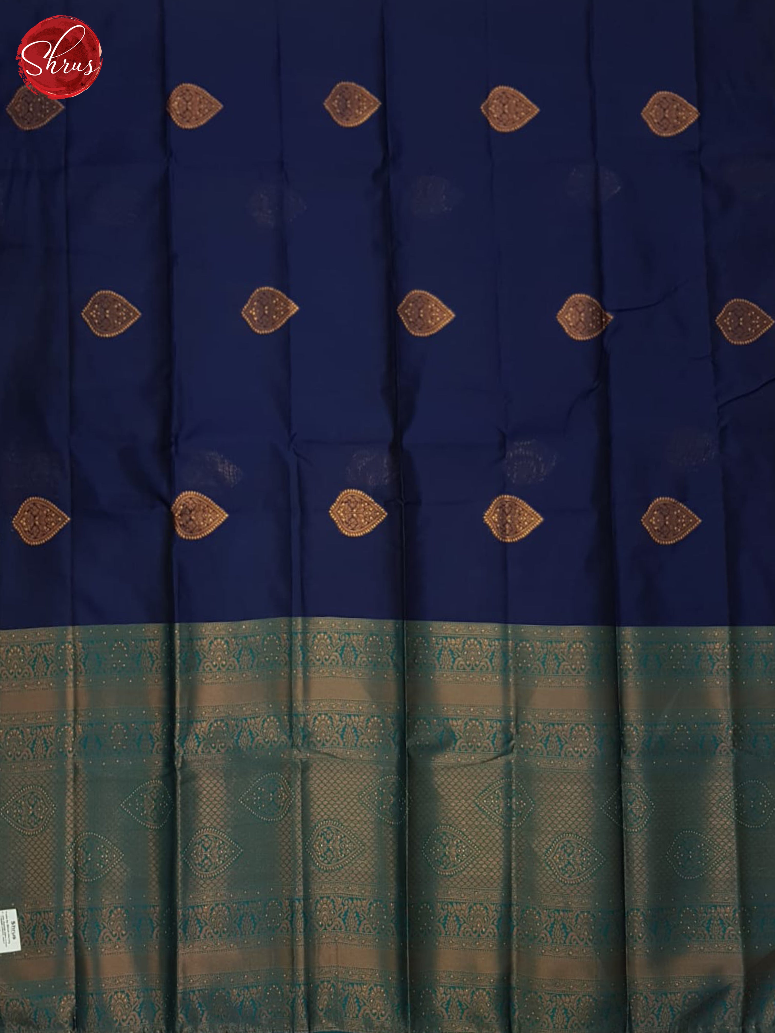 Navy Blue & Blue - Semi Softsilk Saree - Shop on ShrusEternity.com