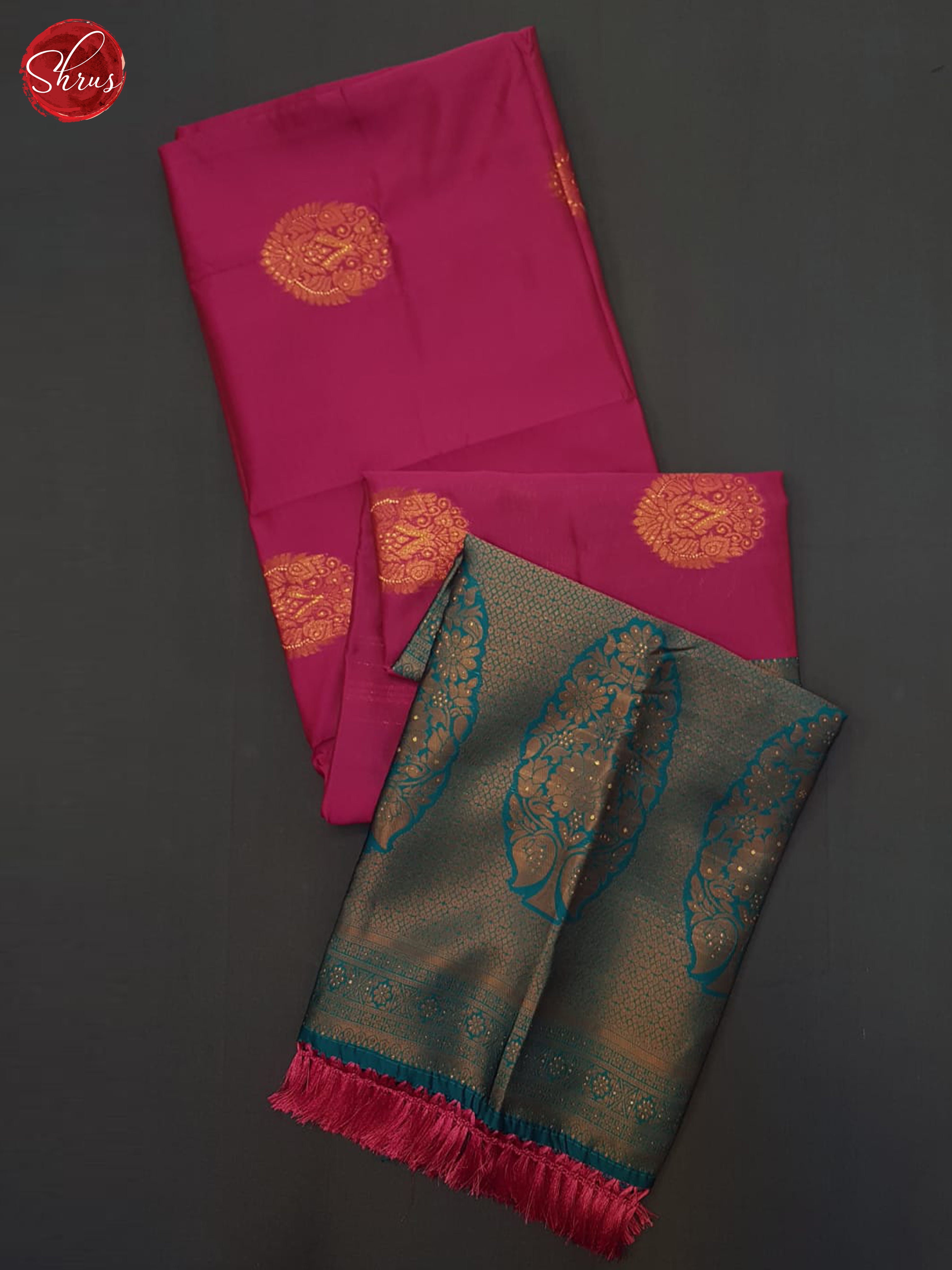 Majenta pink & Blue - Semi Softsilk Saree - Shop on ShrusEternity.com