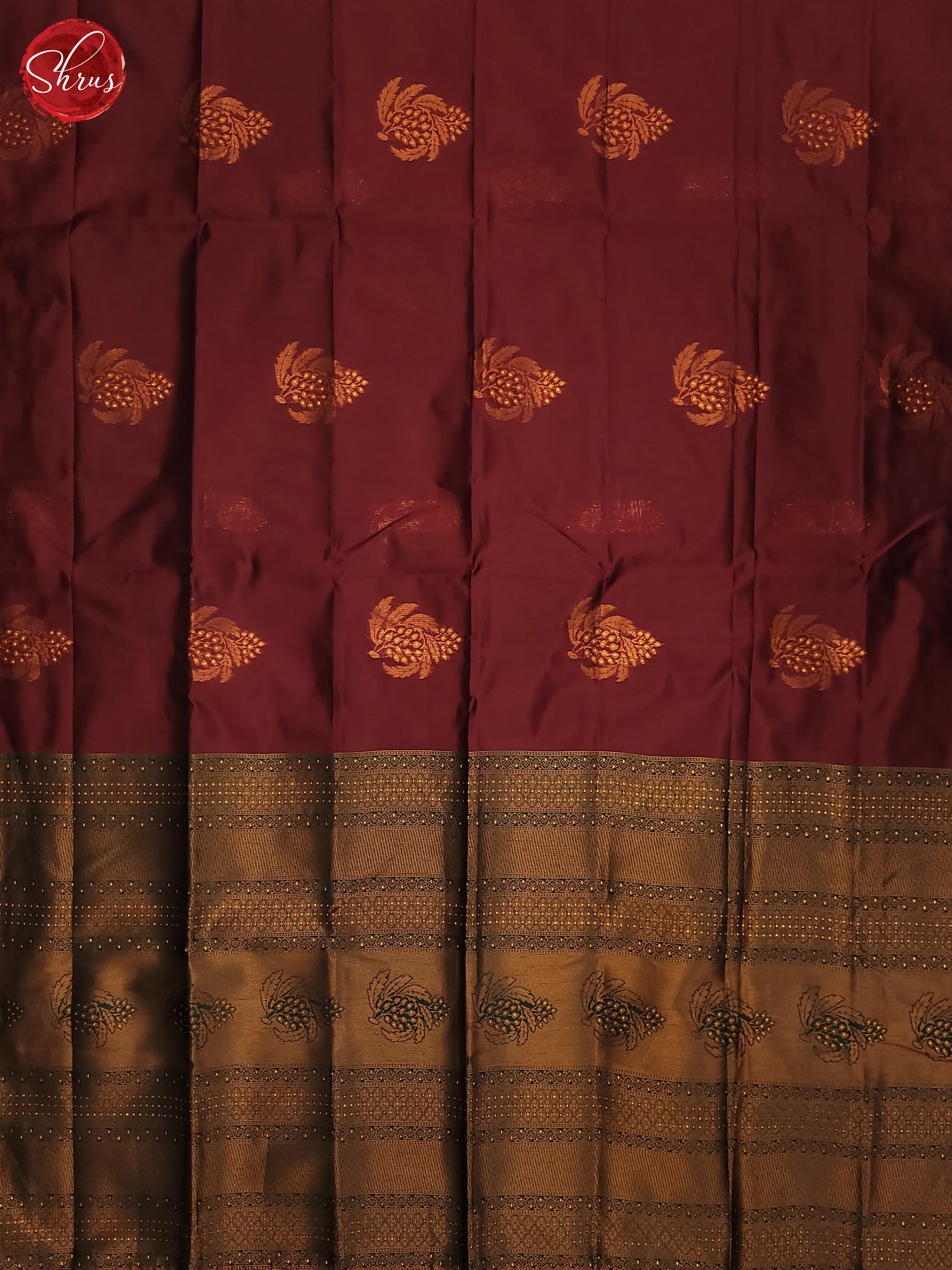 Maroon & Green  - Semi Softsilk Saree - Shop on ShrusEternity.com