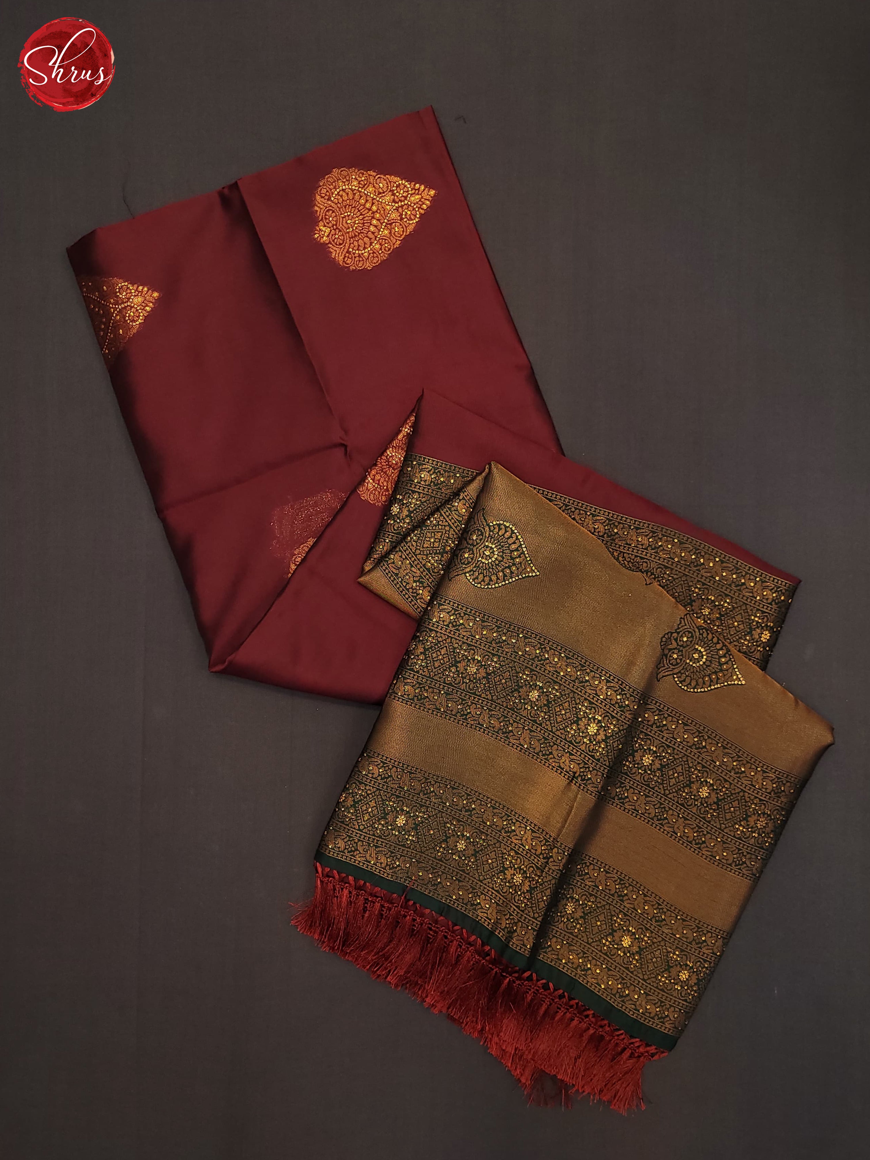 Maroon & Green - Semi Softsilk Saree - Shop on ShrusEternity.com