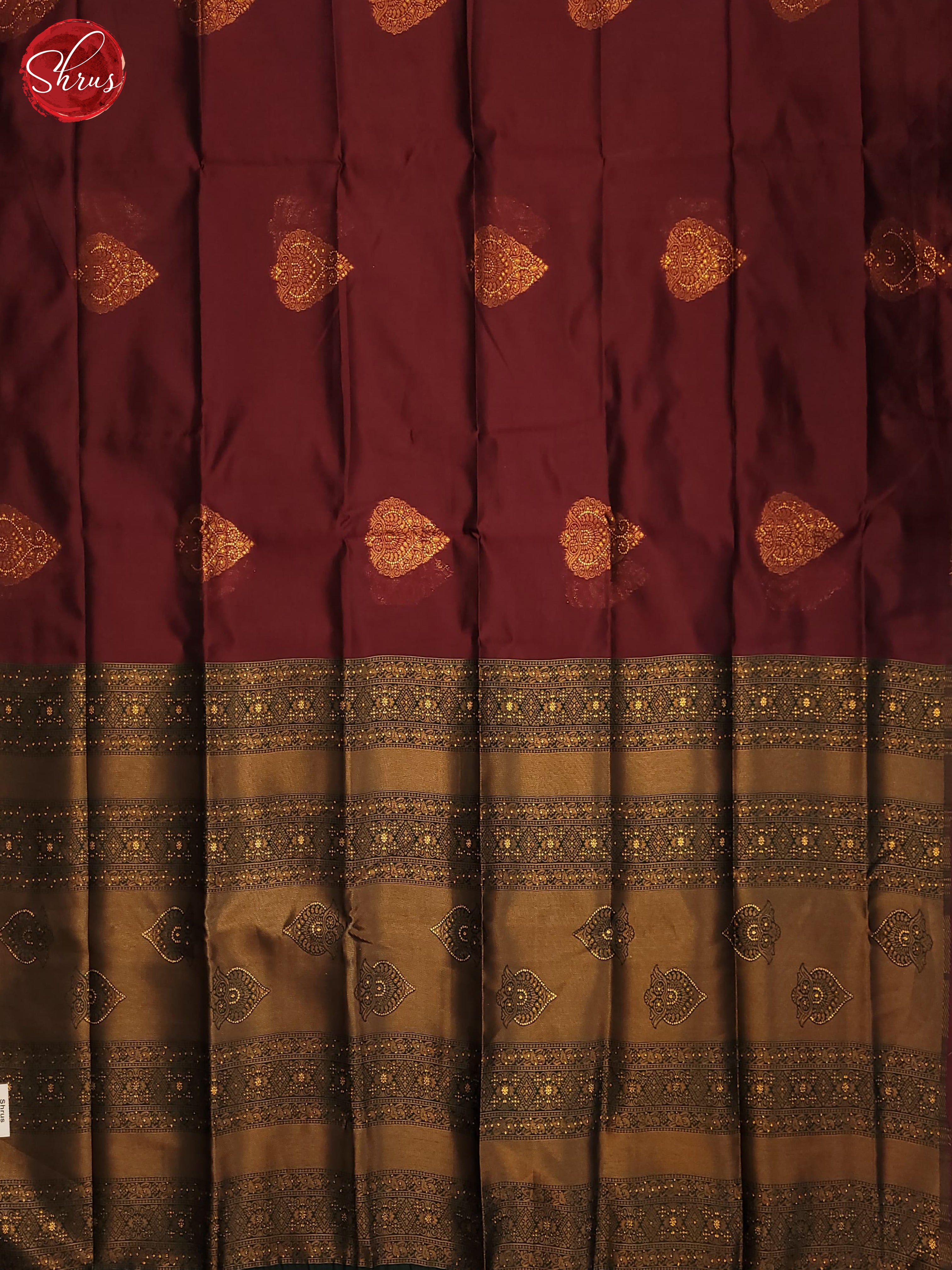 Maroon & Green - Semi Softsilk Saree - Shop on ShrusEternity.com