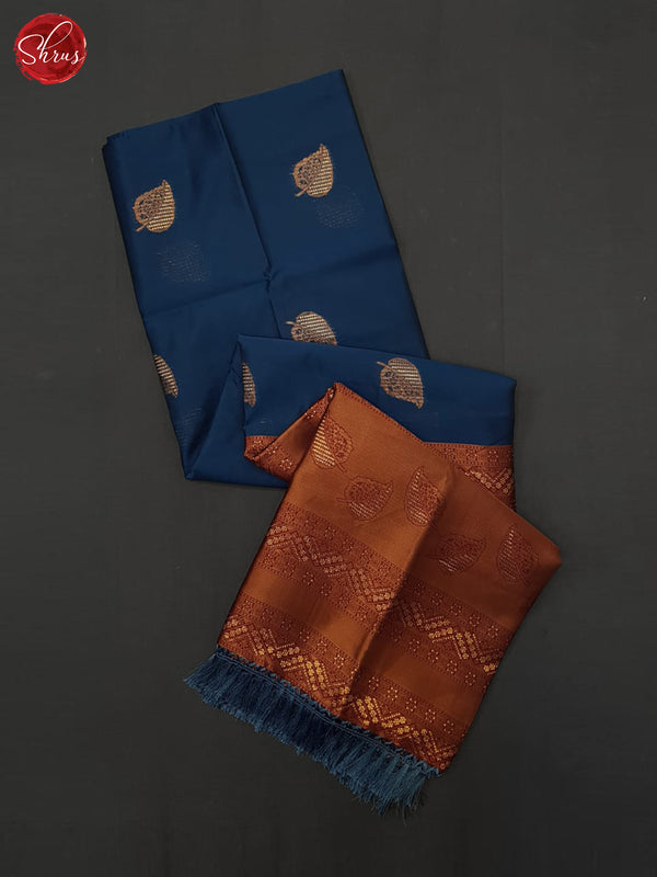 Blue & Arakku Maroon - Semi Soft silk Saree - Shop on ShrusEternity.com