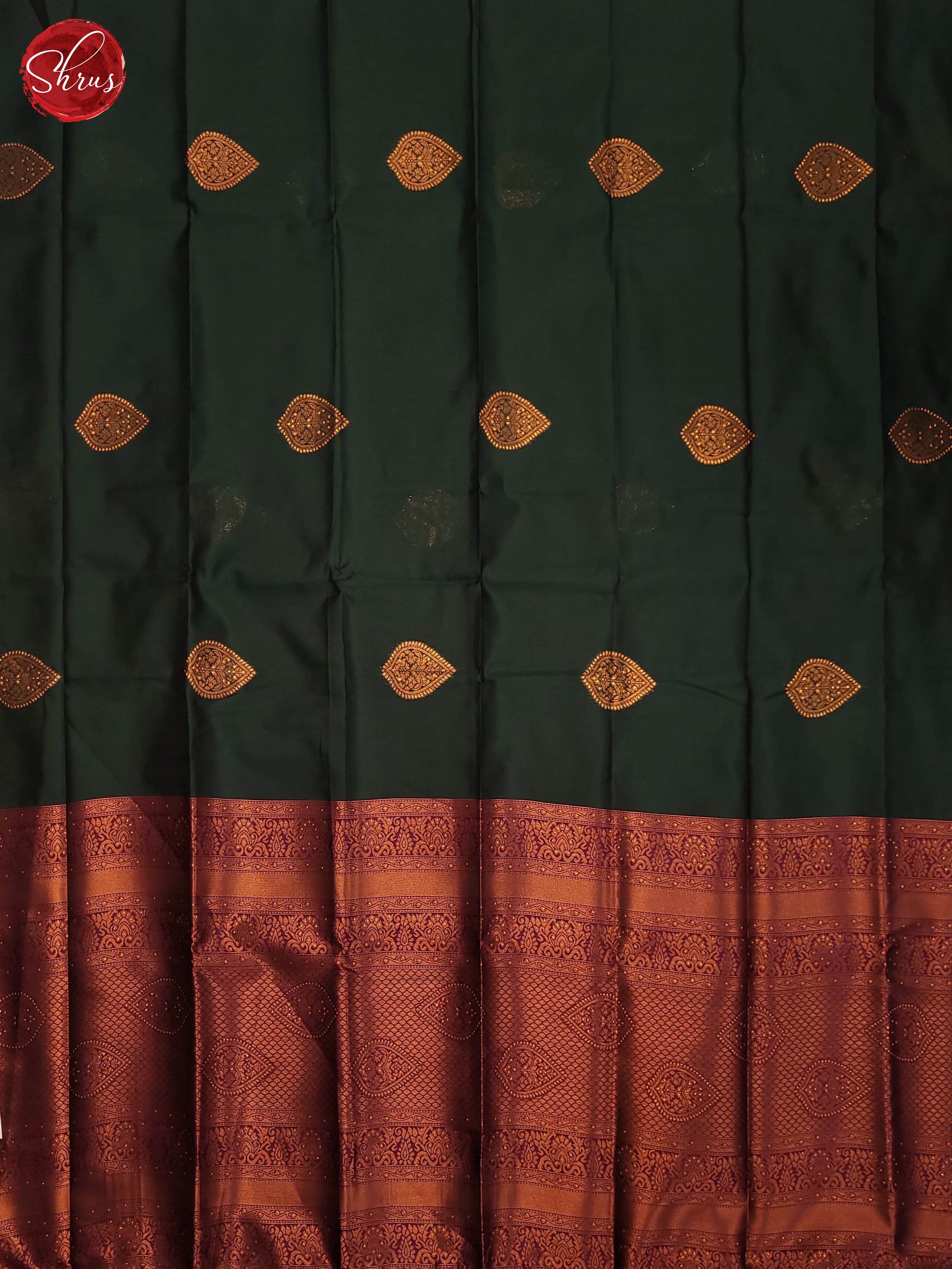 Bottle Green &  Maroon- Semi Softsilk Saree - Shop on ShrusEternity.com