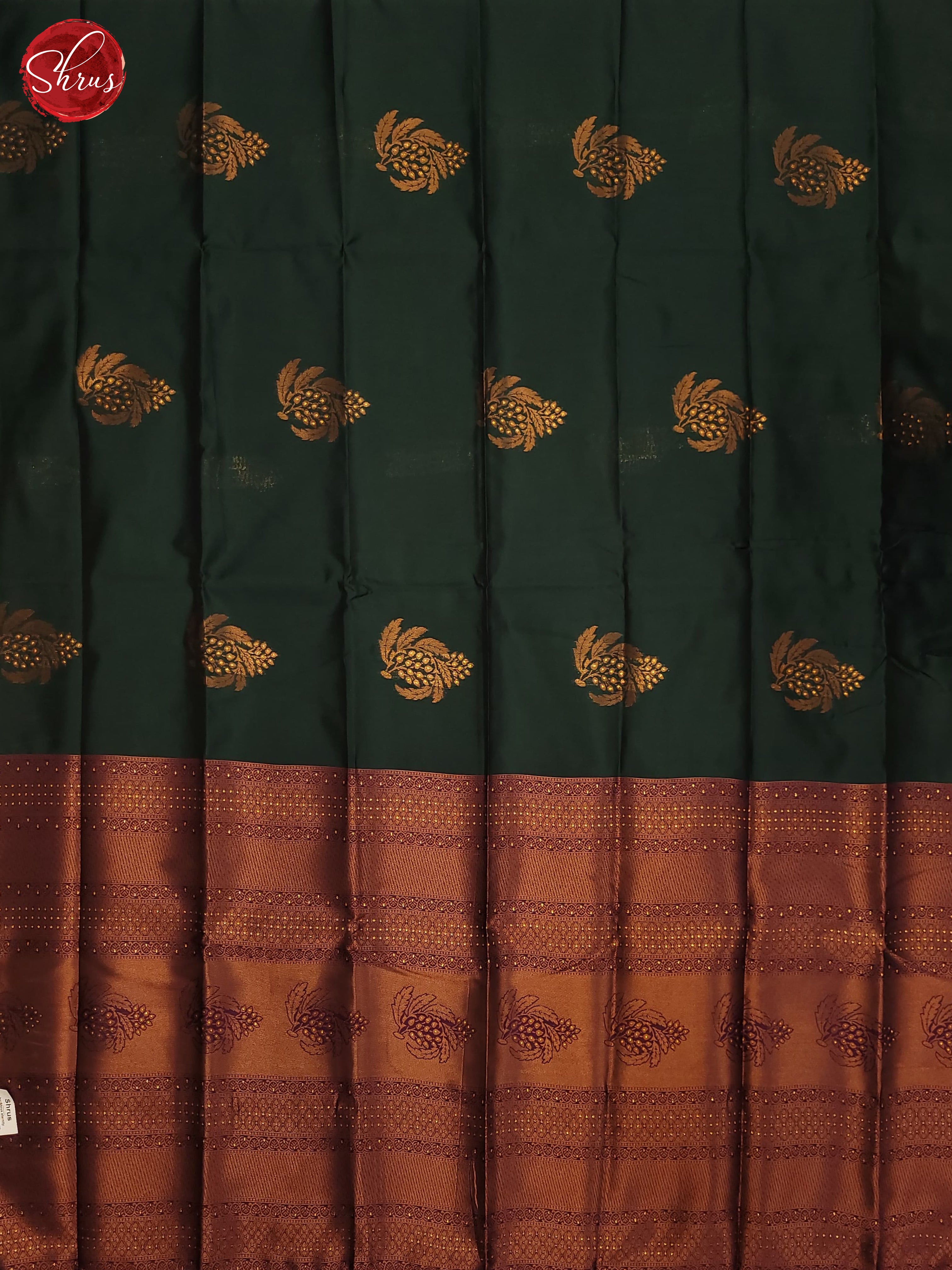 Bottle Green & Wine - Semi Softsilk Saree - Shop on ShrusEternity.com