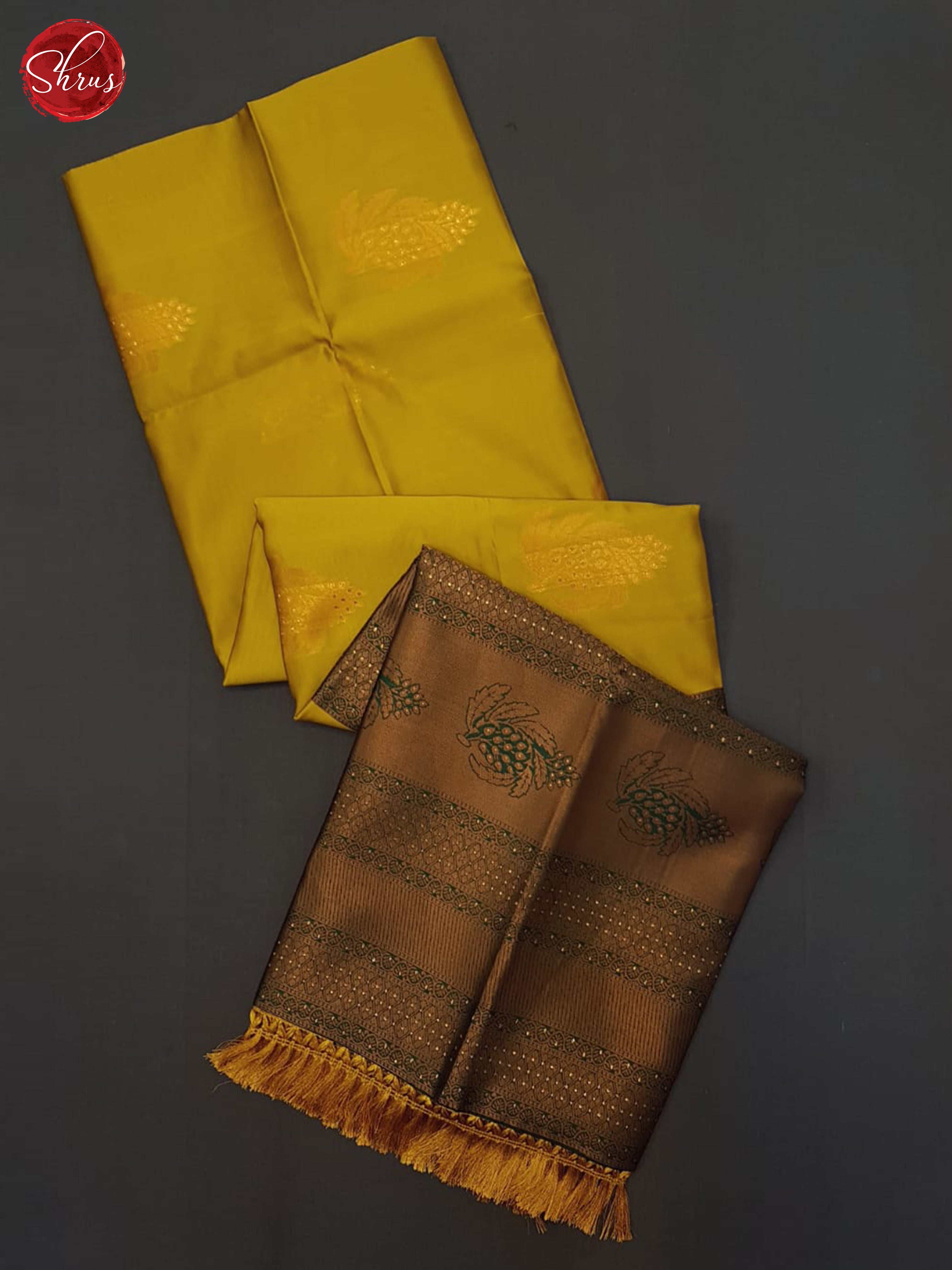 Mustard  & Green - Semi Softsilk Saree - Shop on ShrusEternity.com