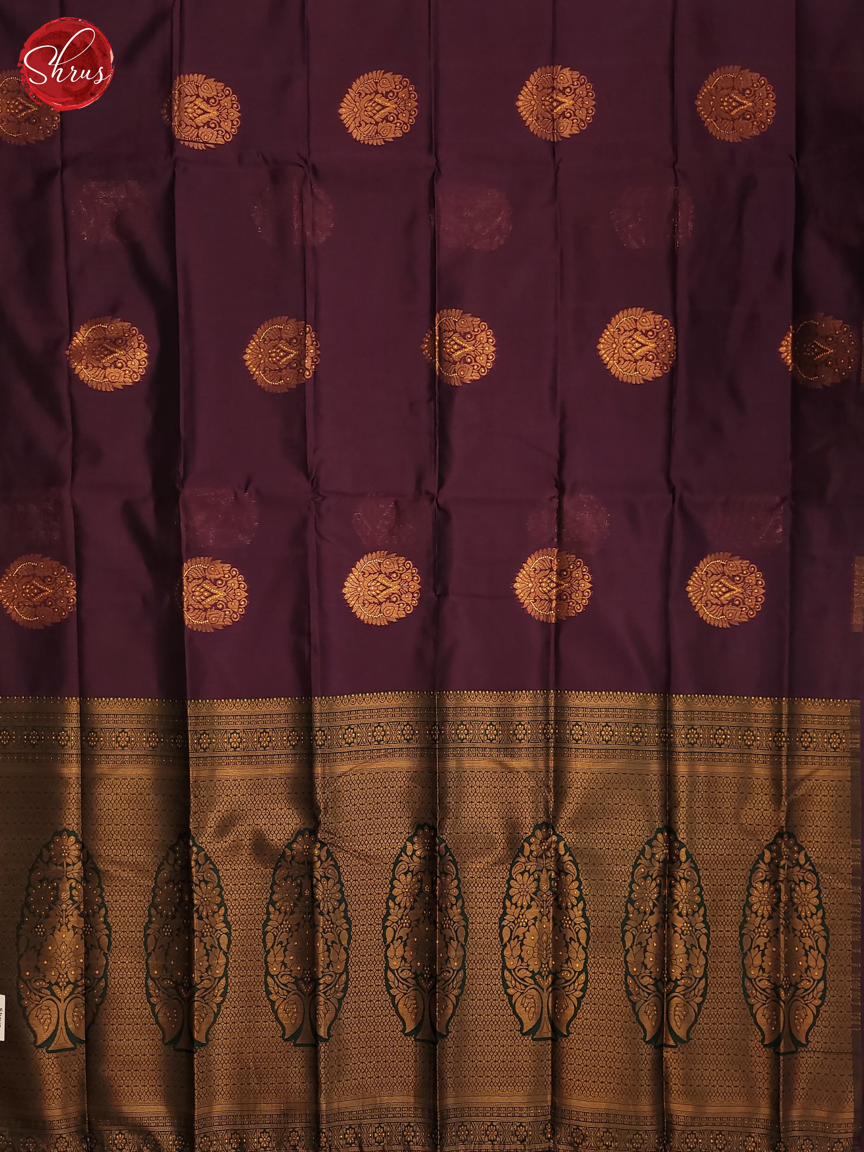 Wine & Green  - Semi Softsilk Saree - Shop on ShrusEternity.com