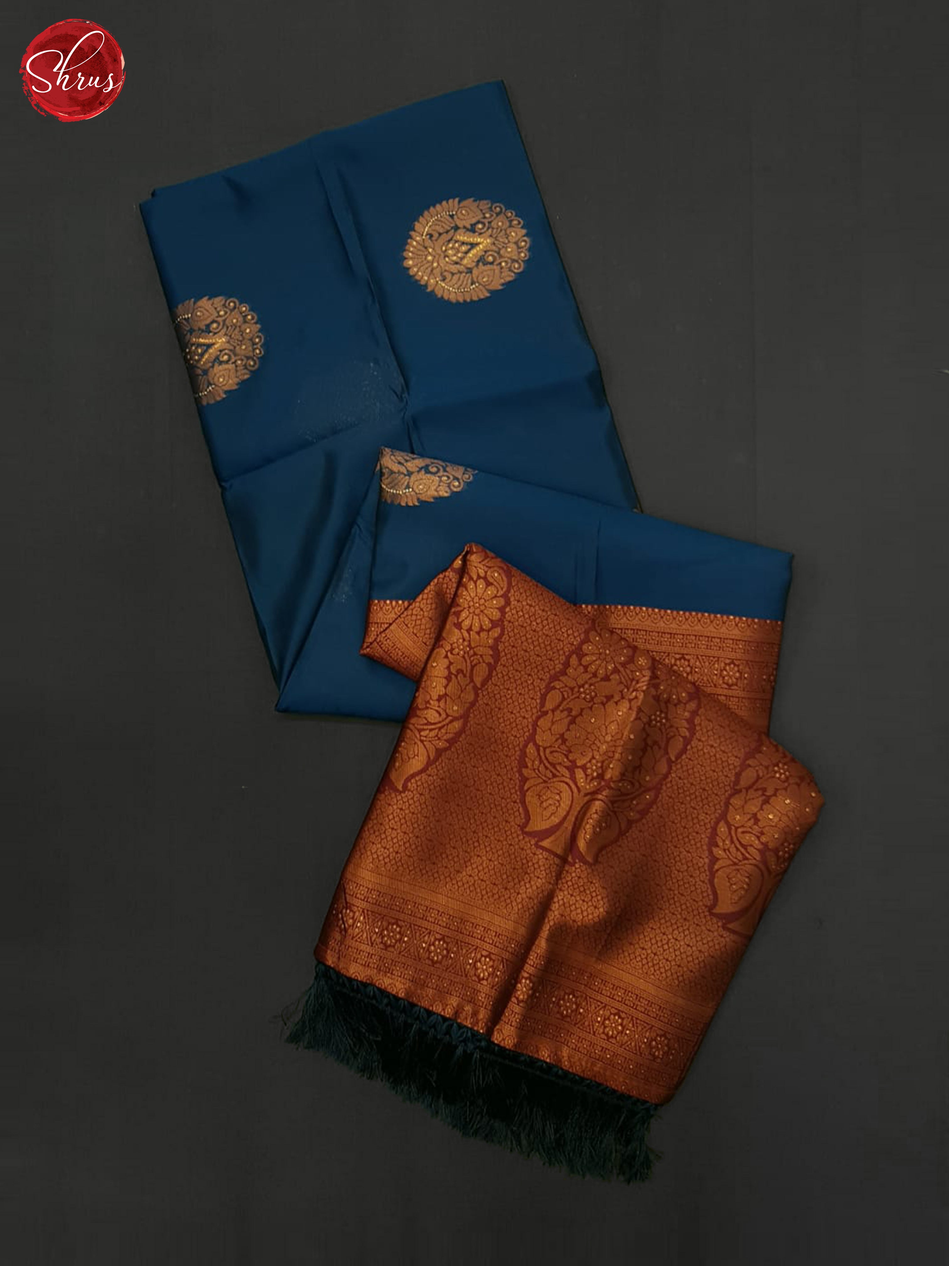 Blue & Arakku Maroon- Semi Soft silk Saree - Shop on ShrusEternity.com