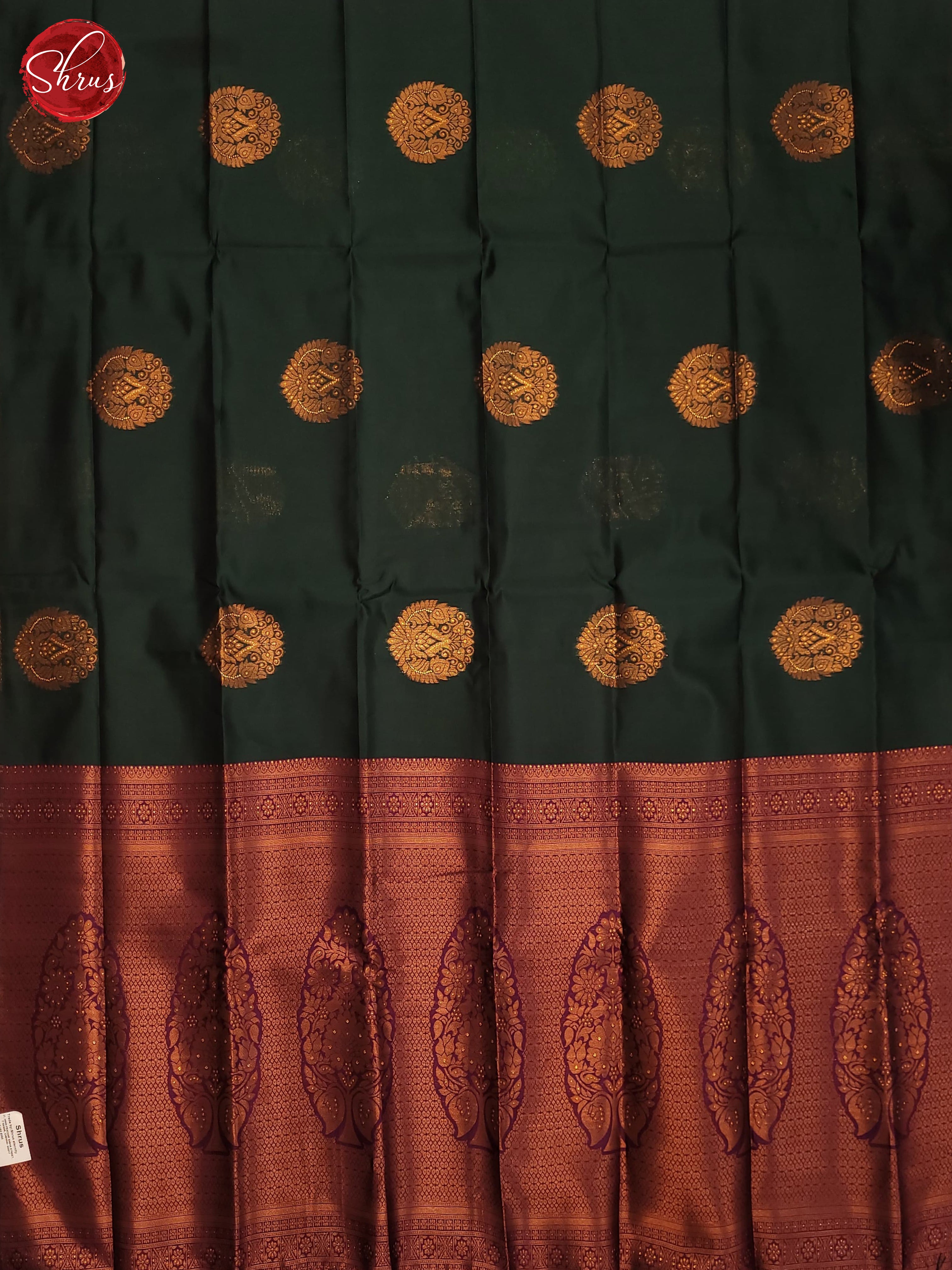 Bottle Green & Majenta- Semi Softsilk Saree - Shop on ShrusEternity.com