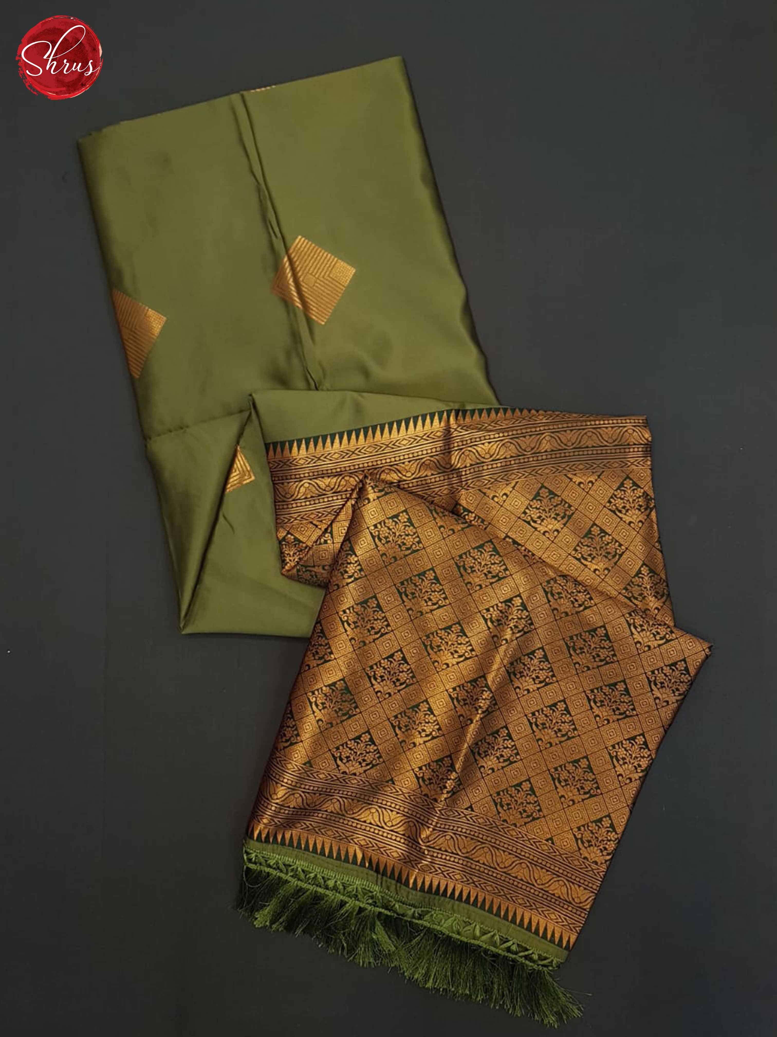 Mehandi Green & Green - Semi Soft Silk Saree - Shop on ShrusEternity.com