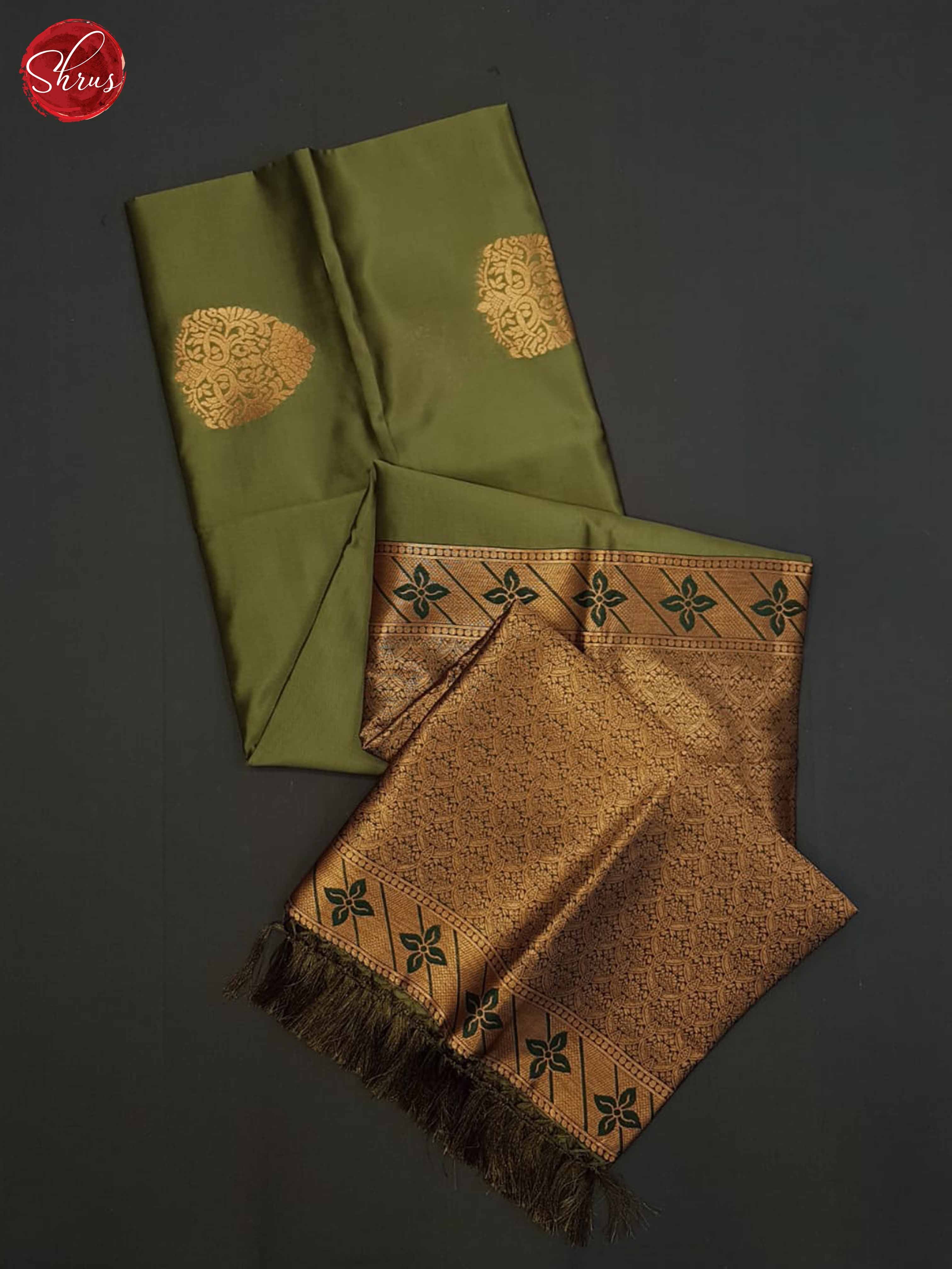 Army  Green And Green- Semi Soft Silk Saree - Shop on ShrusEternity.com