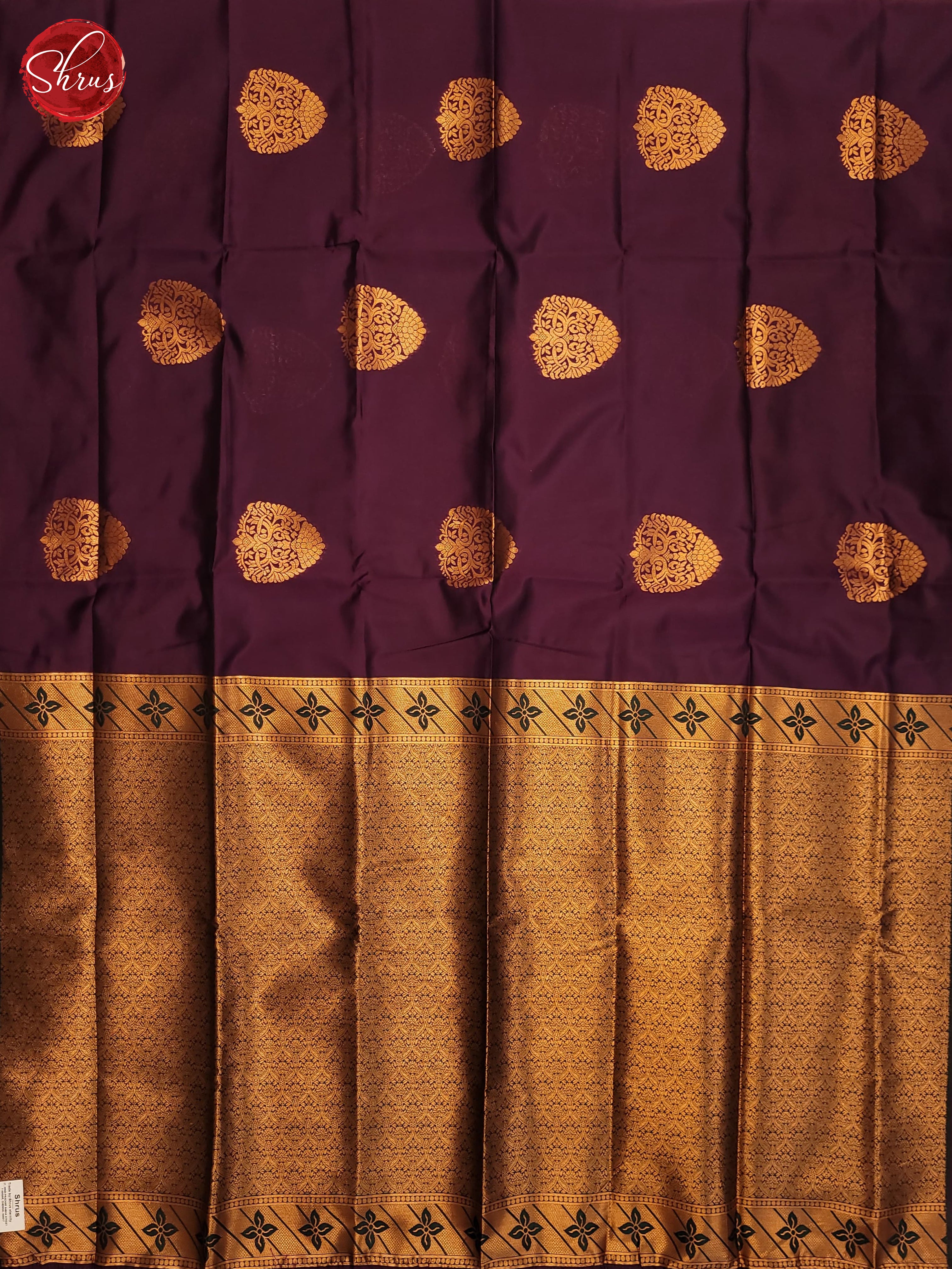 Deep Wine & Green- Semi Softsilk Saree - Shop on ShrusEternity.com