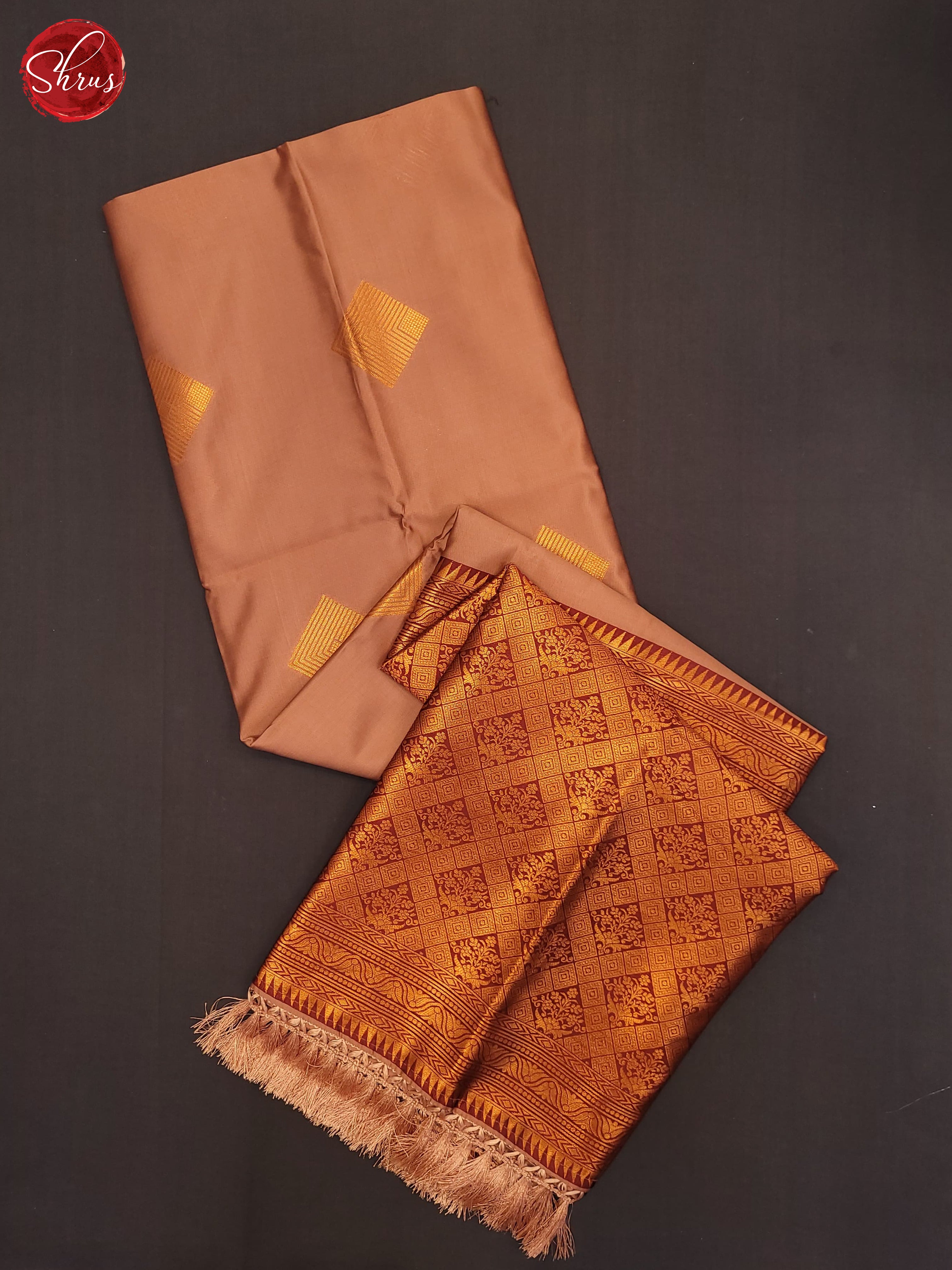 Peach & Maroon - Semi Soft Silk Saree - Shop on ShrusEternity.com