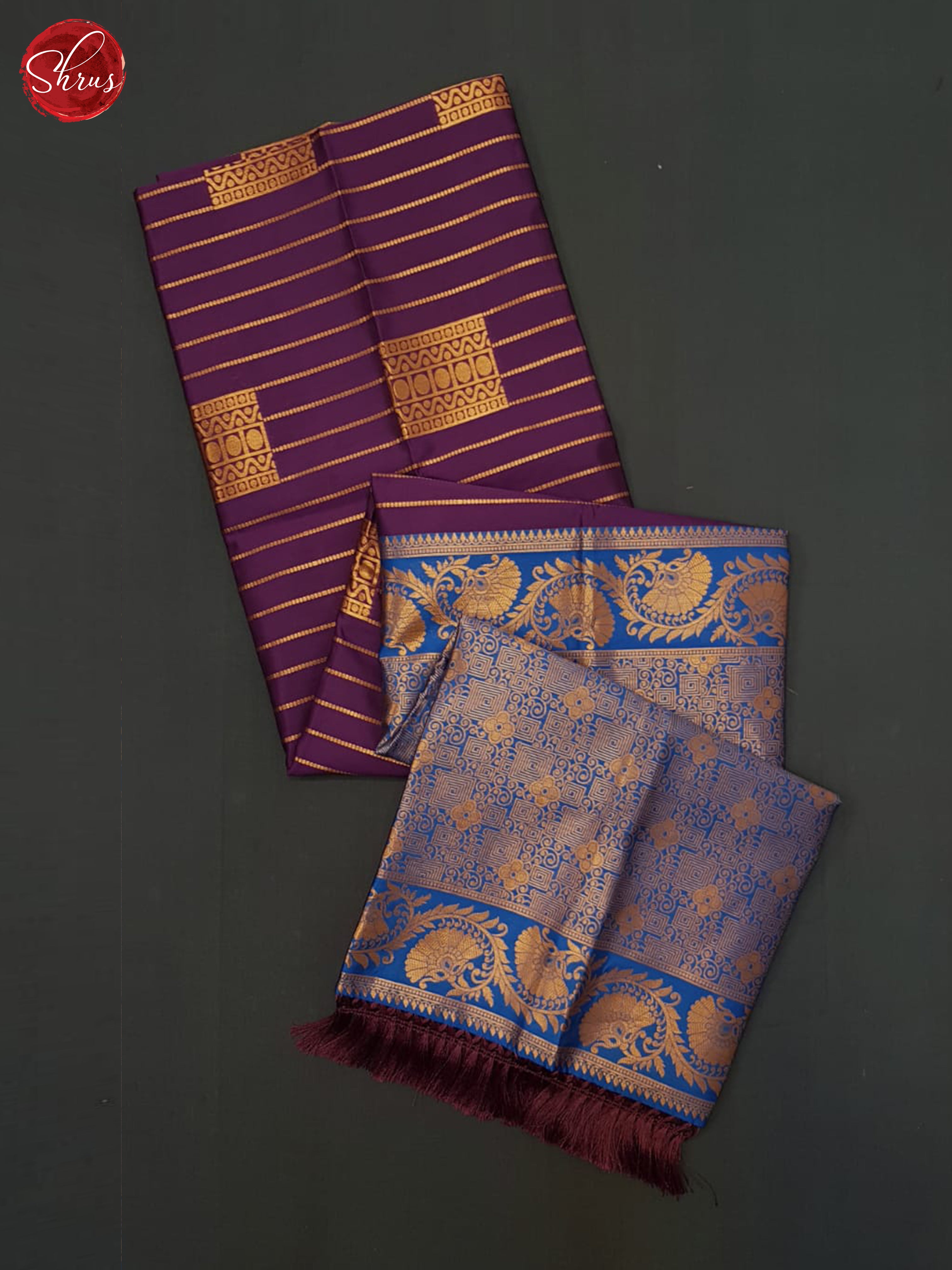 WIne & Blue- Semi Soft silk Saree - Shop on ShrusEternity.com