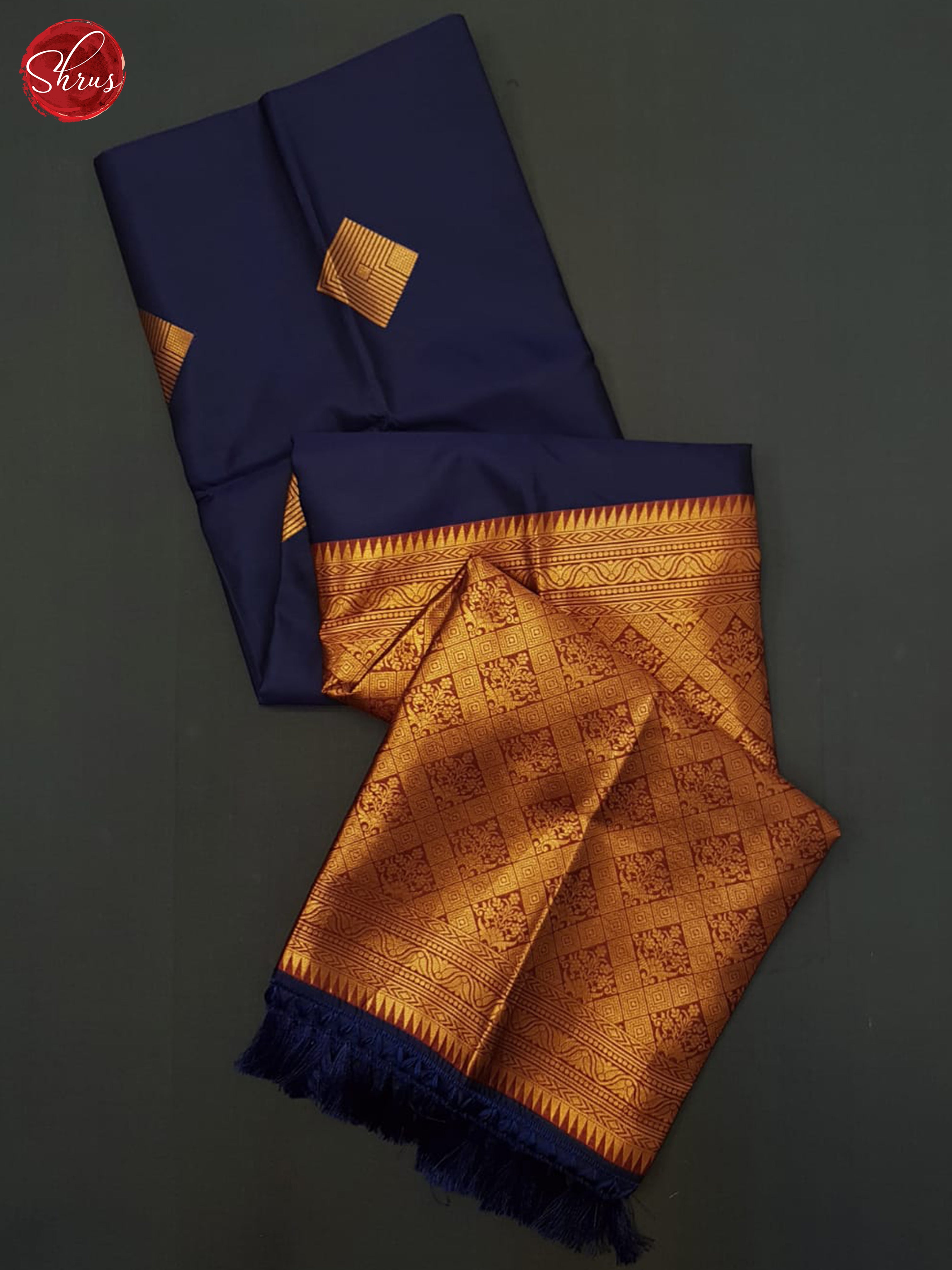 Blue & Arakku Maroon - Semi Softsilk Saree - Shop on ShrusEternity.com