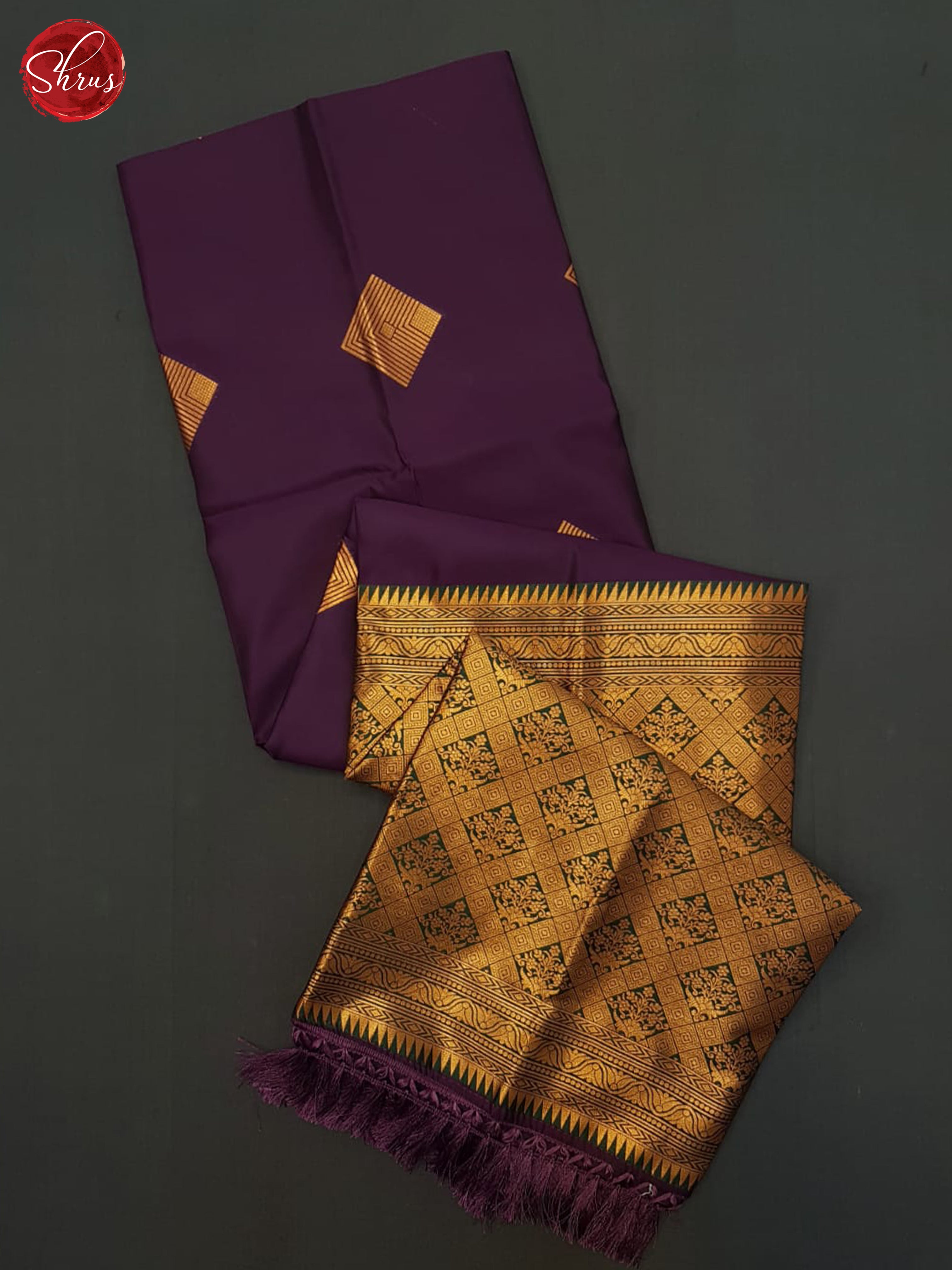 Deep Wine & Green - Semi Softsilk Saree - Shop on ShrusEternity.com