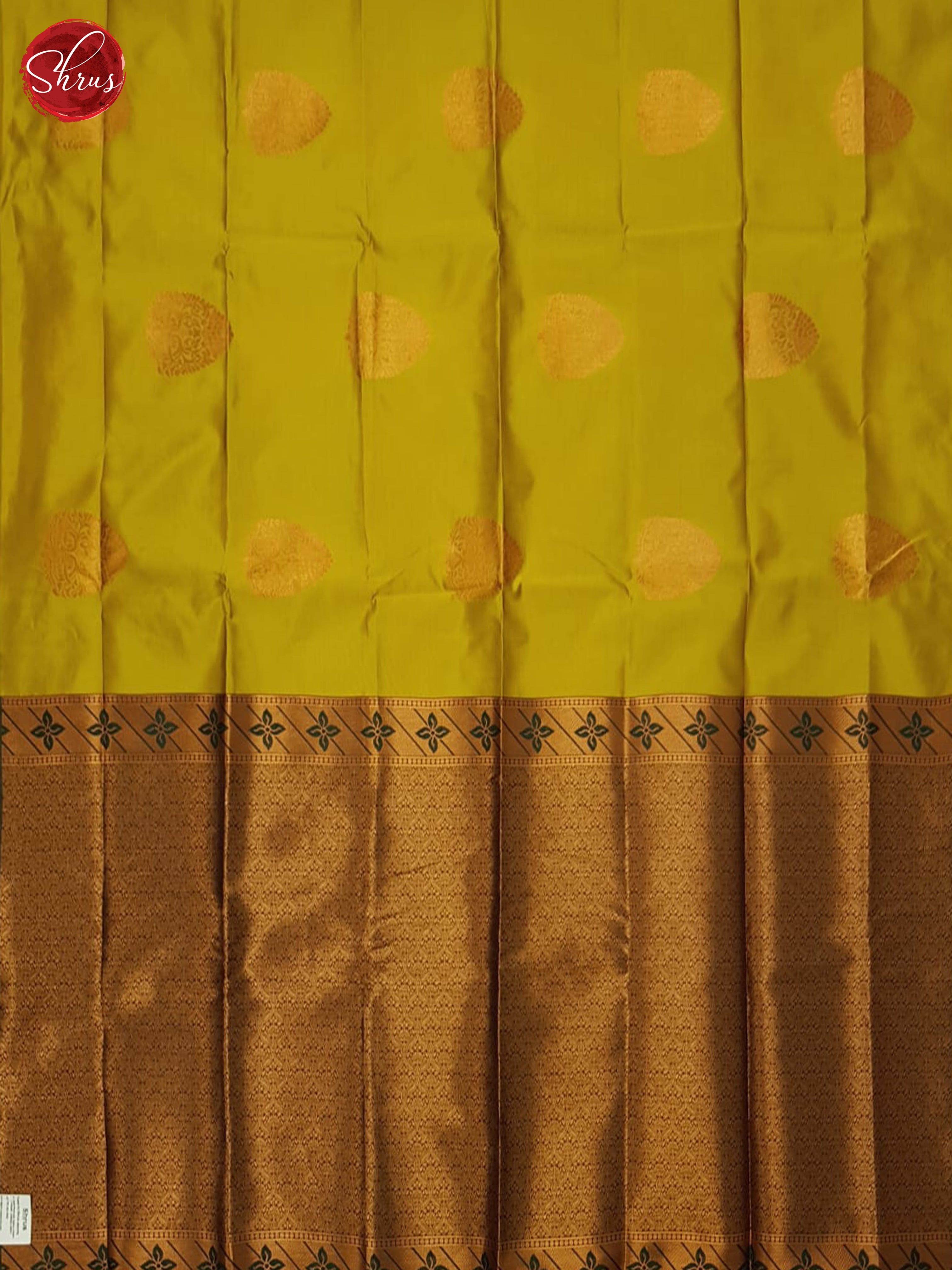 Mustardy Green & Blue - Semi Softsilk Saree - Shop on ShrusEternity.com