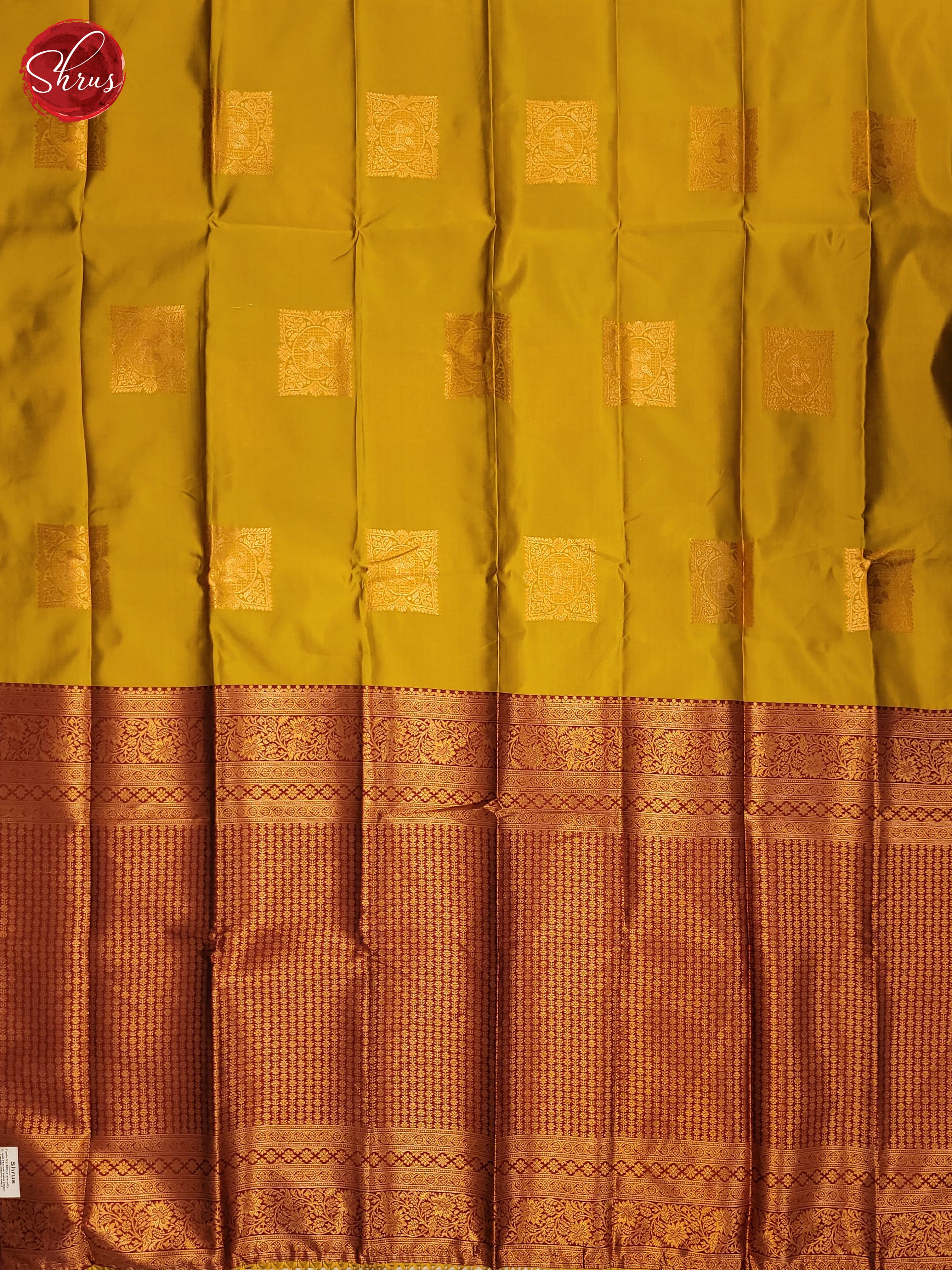 Mustard & Maroon - Semi Soft Silk Saree - Shop on ShrusEternity.com