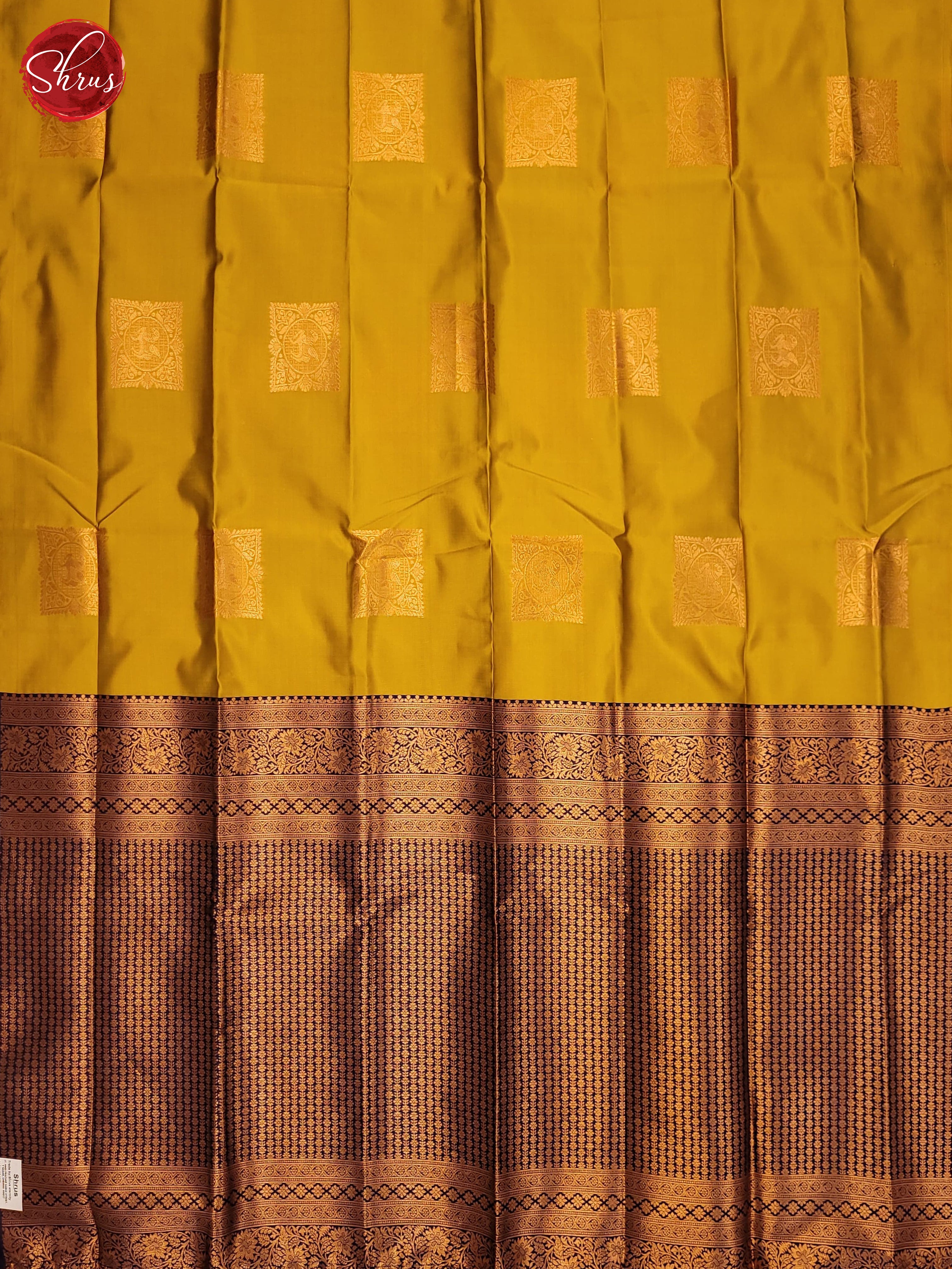 Mustard  & Blue -  Semi Soft Silk Saree - Shop on ShrusEternity.com