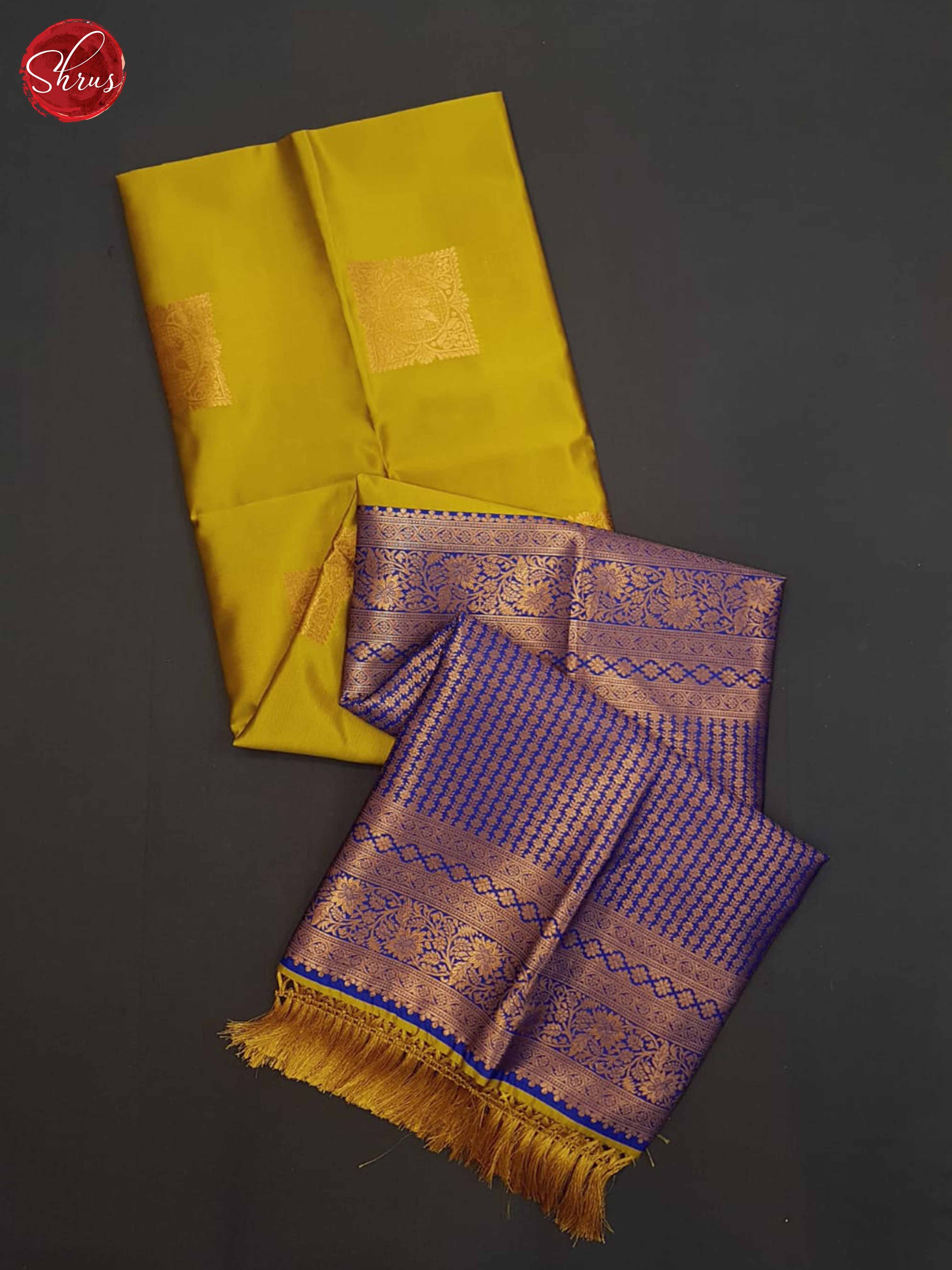 Mustard And Blue- Semi Soft Silk Saree - Shop on ShrusEternity.com