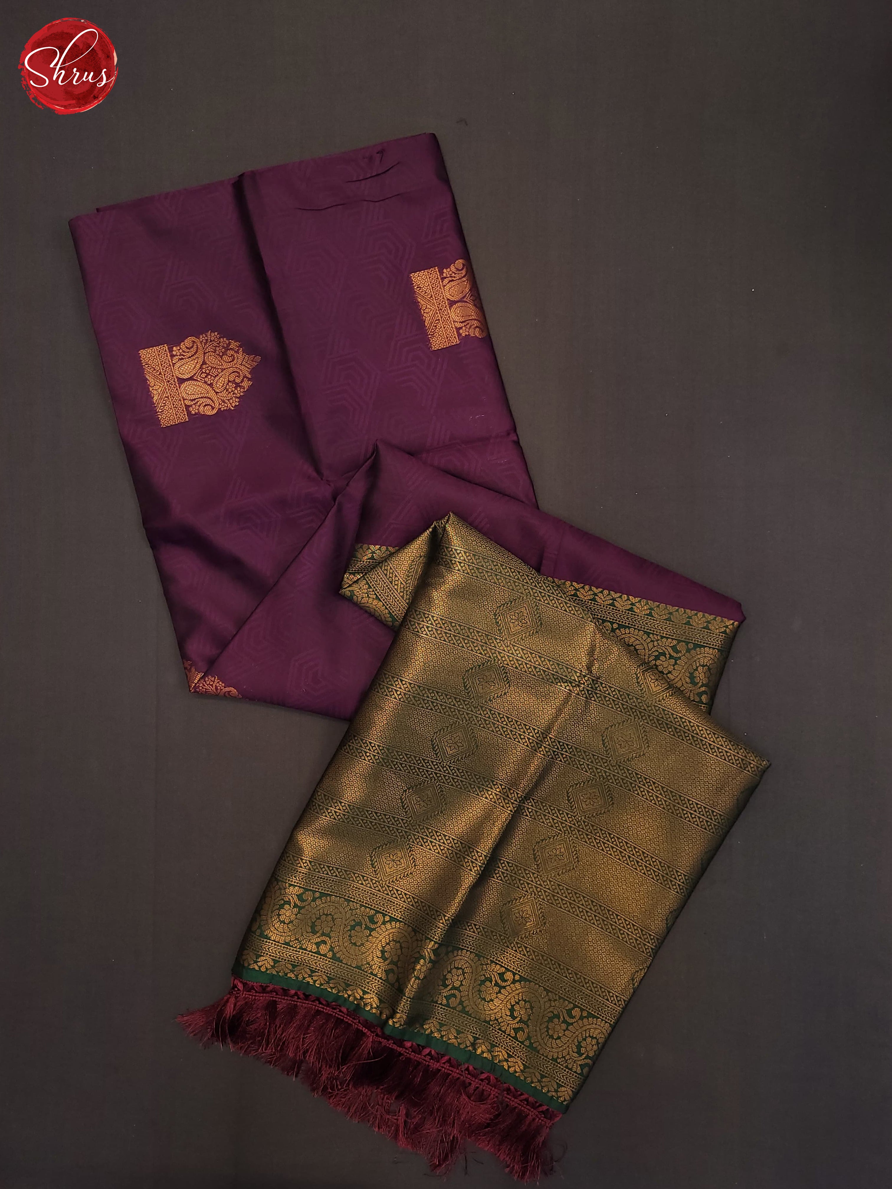 Wine & Green - Semi Soft Silk Saree - Shop on ShrusEternity.com