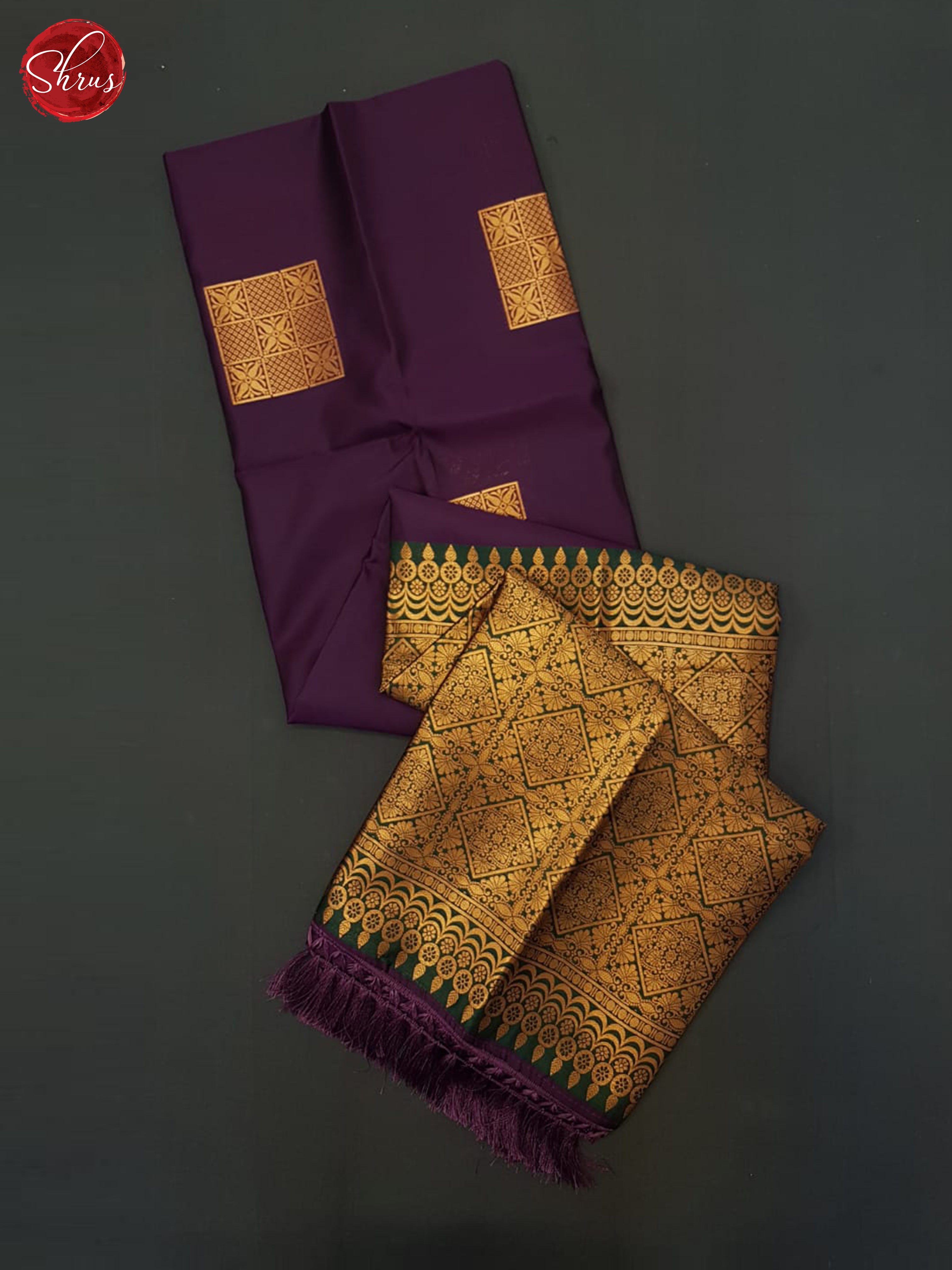 wine and green -Semi Soft Silk Saree - Shop on ShrusEternity.com