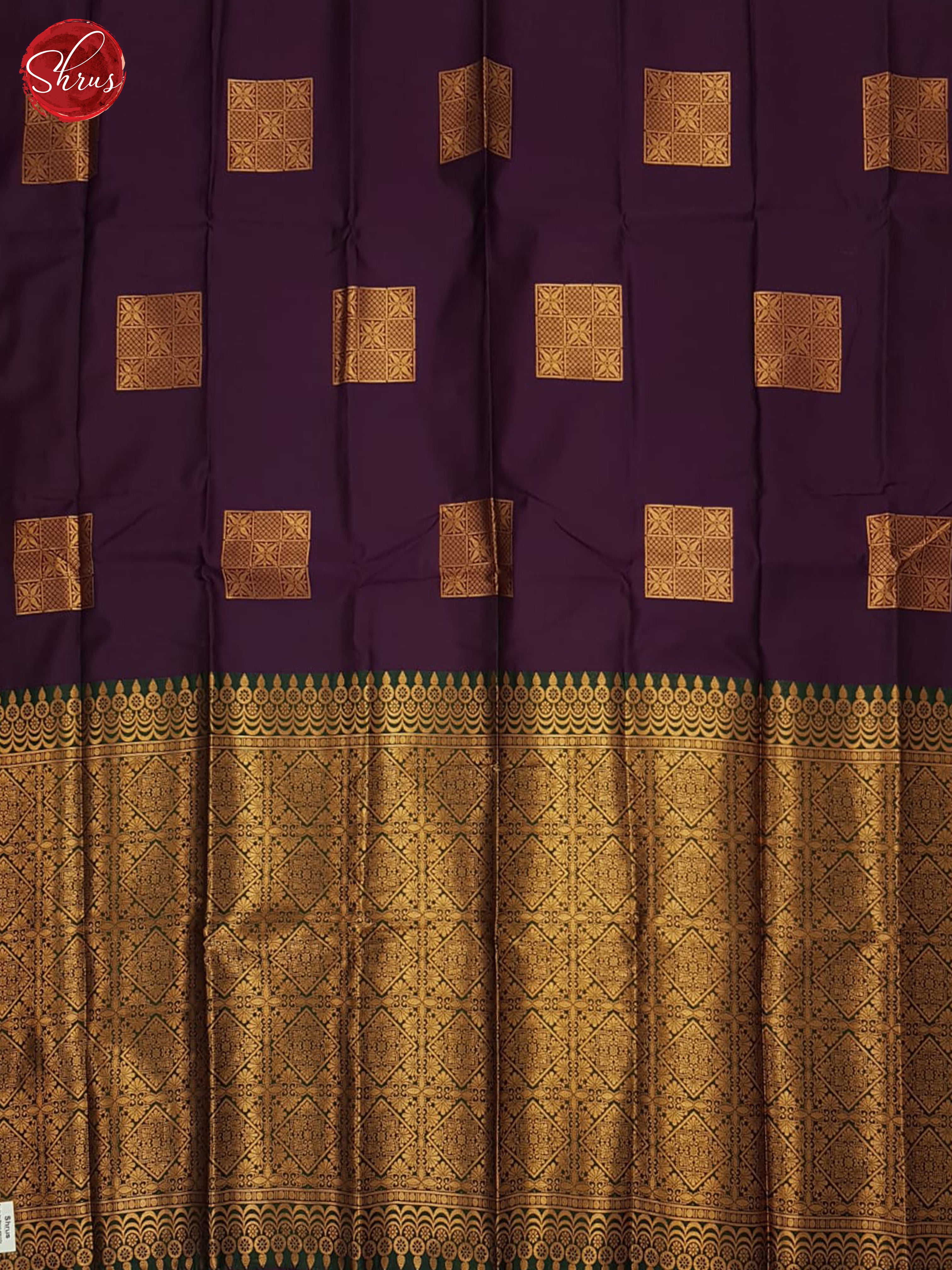 wine and green -Semi Soft Silk Saree - Shop on ShrusEternity.com