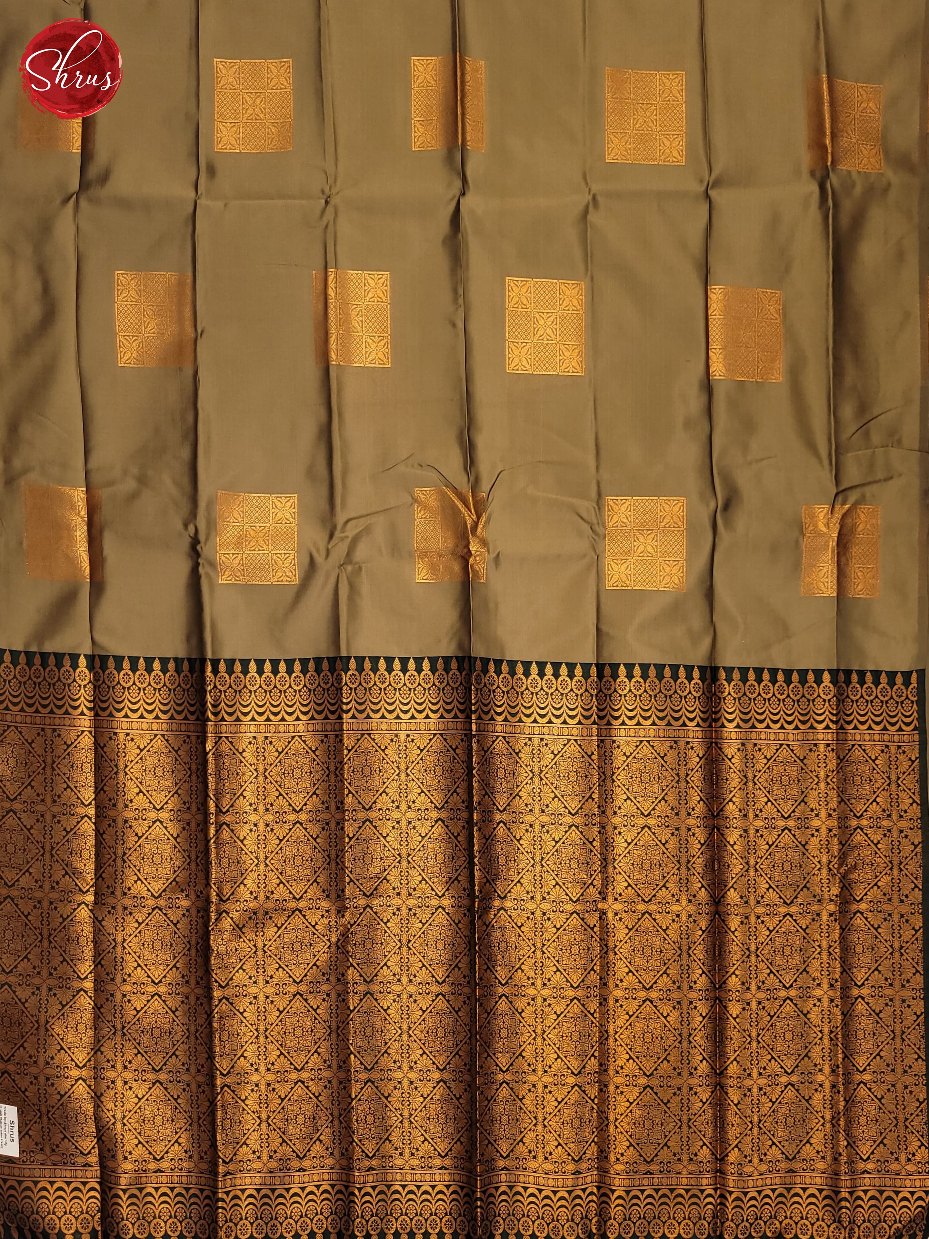 Grey and Bottle green- Semi Soft Silk saree - Shop on ShrusEternity.com