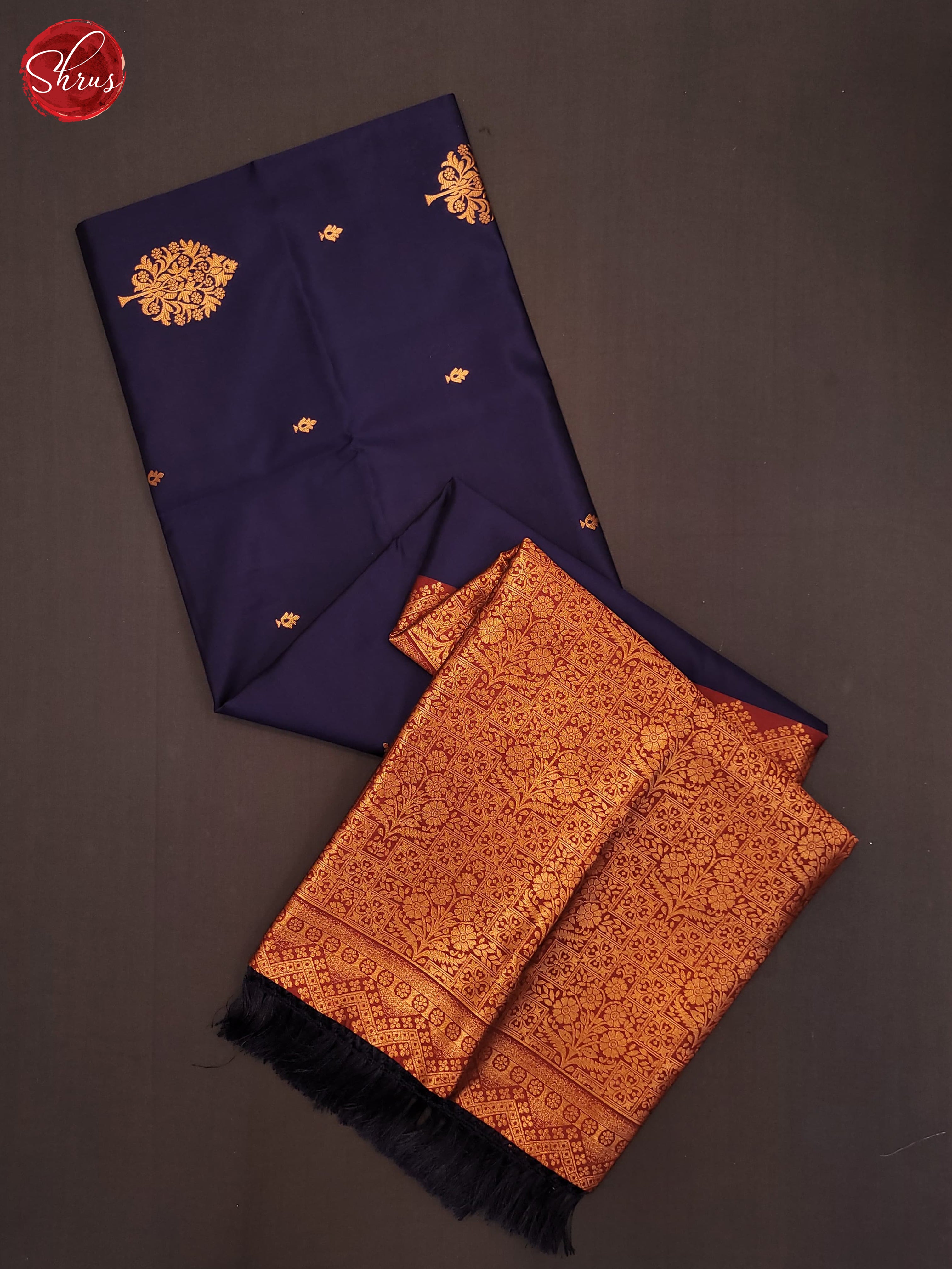 navy Blue & Maroon - Semi Soft silk Saree - Shop on ShrusEternity.com