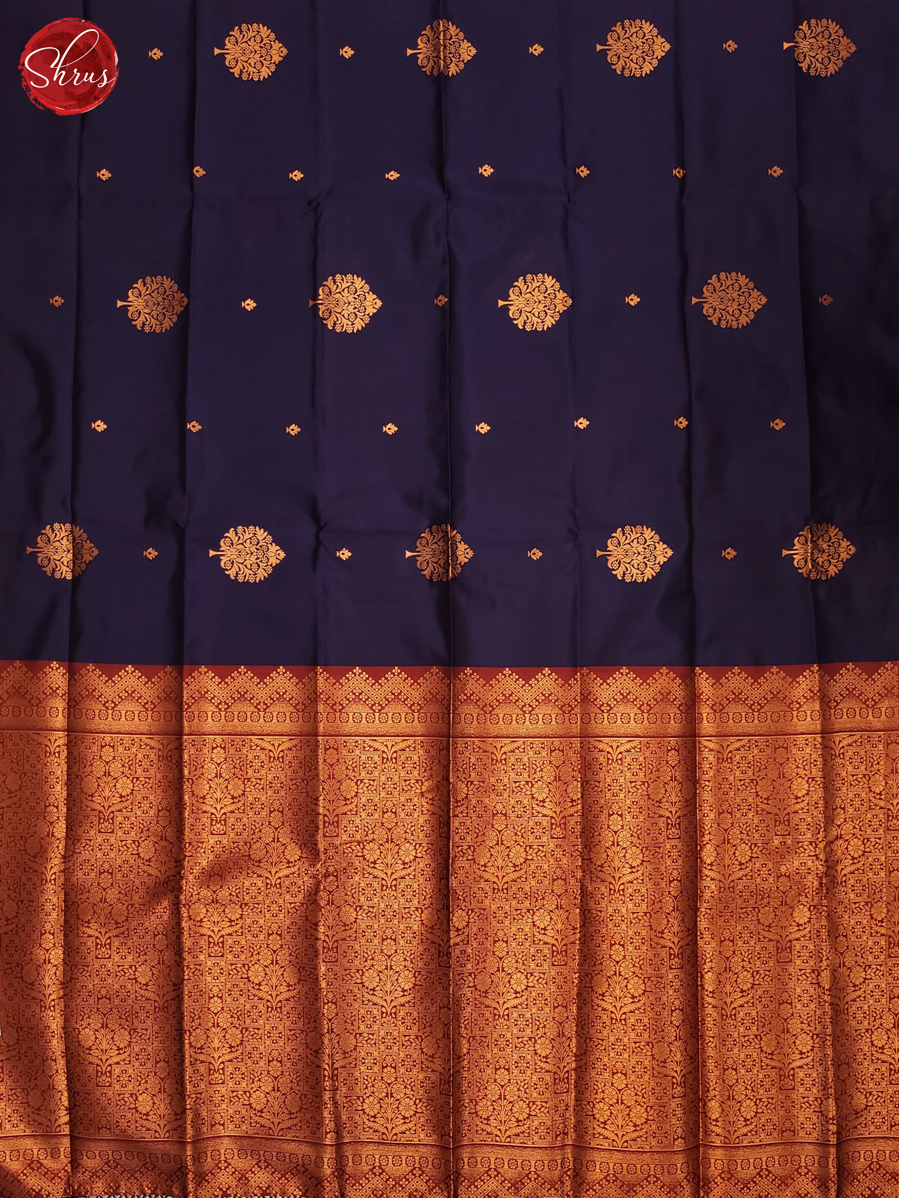 navy Blue & Maroon - Semi Soft silk Saree - Shop on ShrusEternity.com