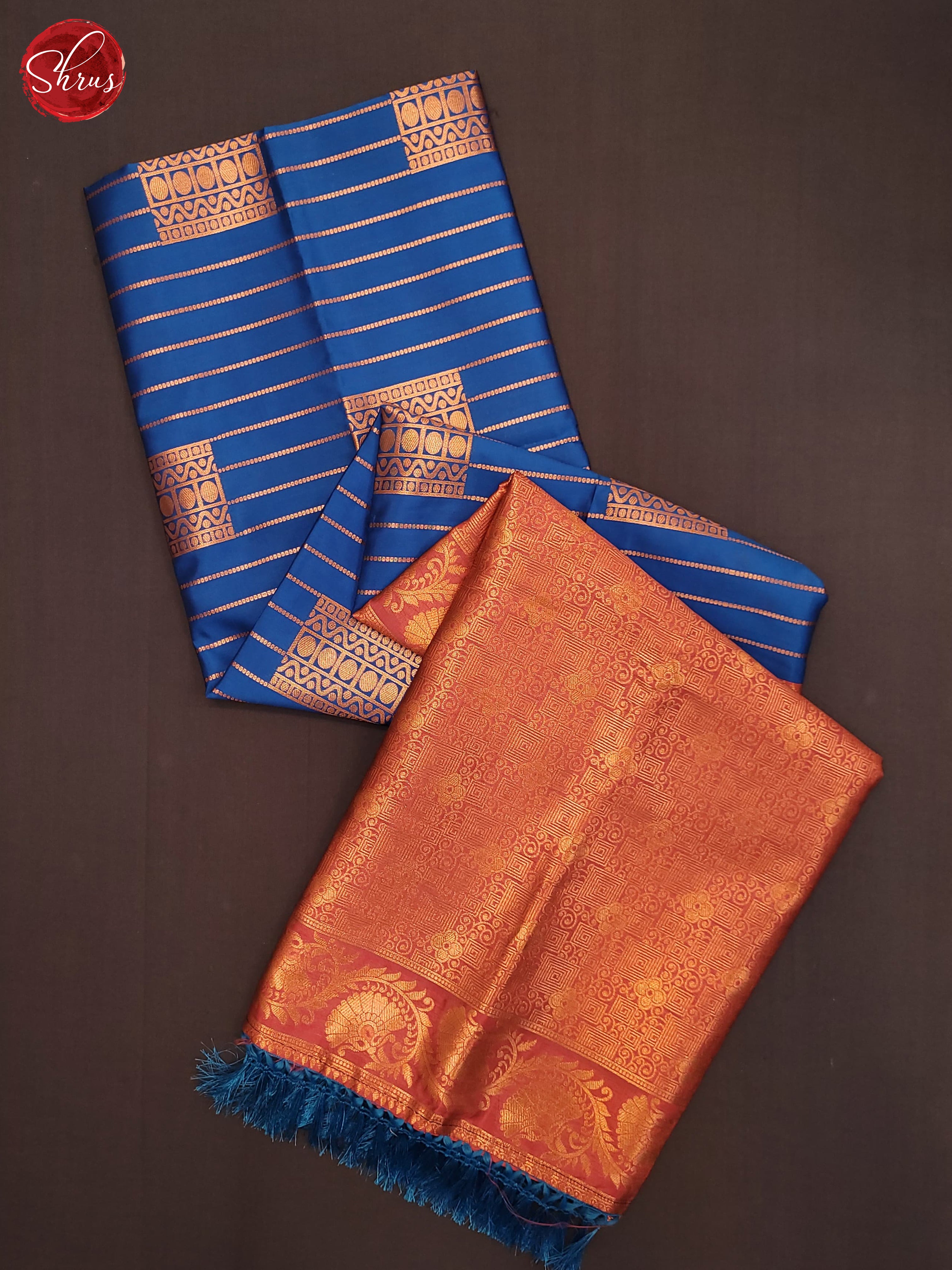 Blue & Red - Semi Softsilk Saree - Shop on ShrusEternity.com