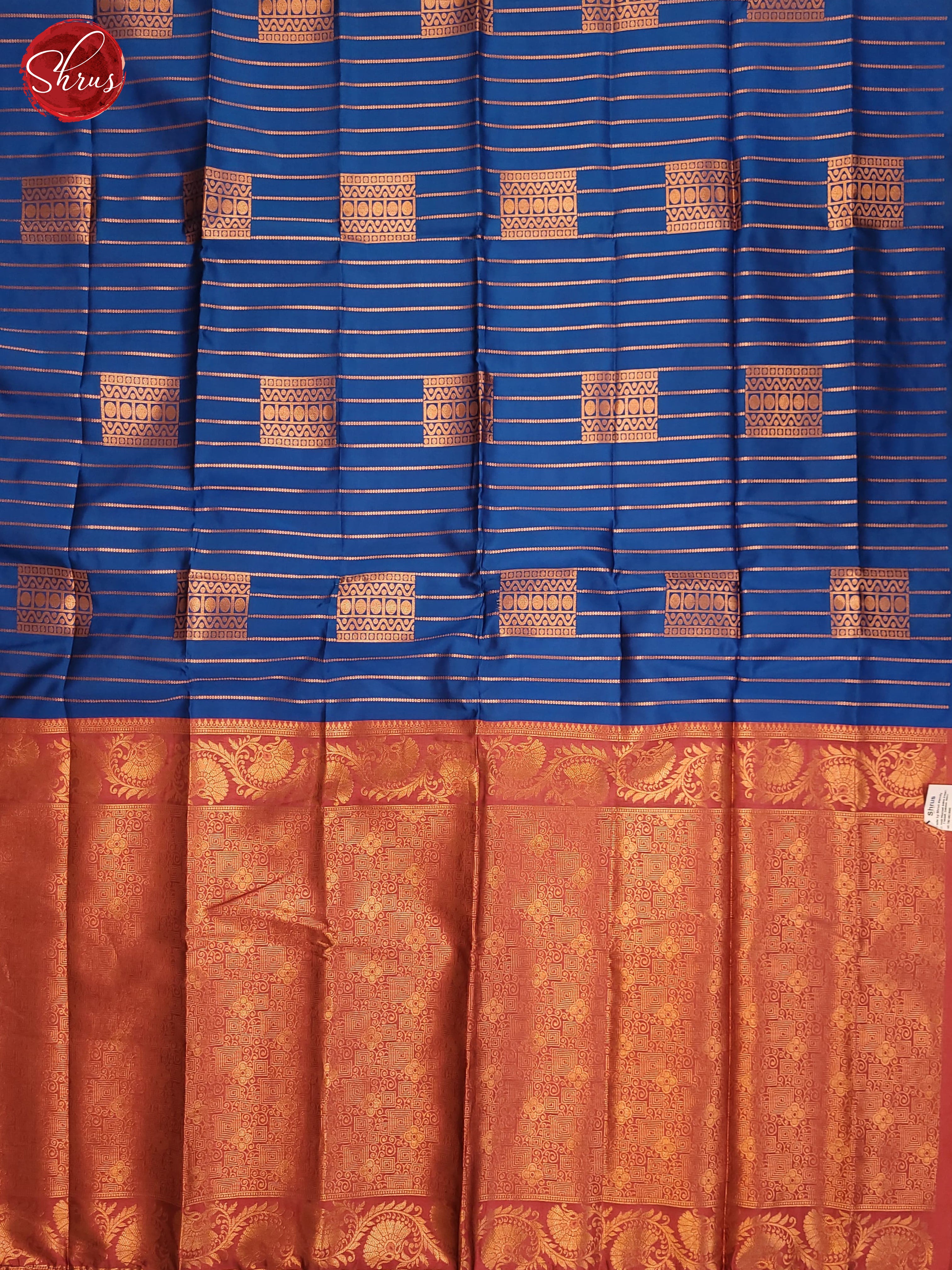 Blue & Red - Semi Softsilk Saree - Shop on ShrusEternity.com