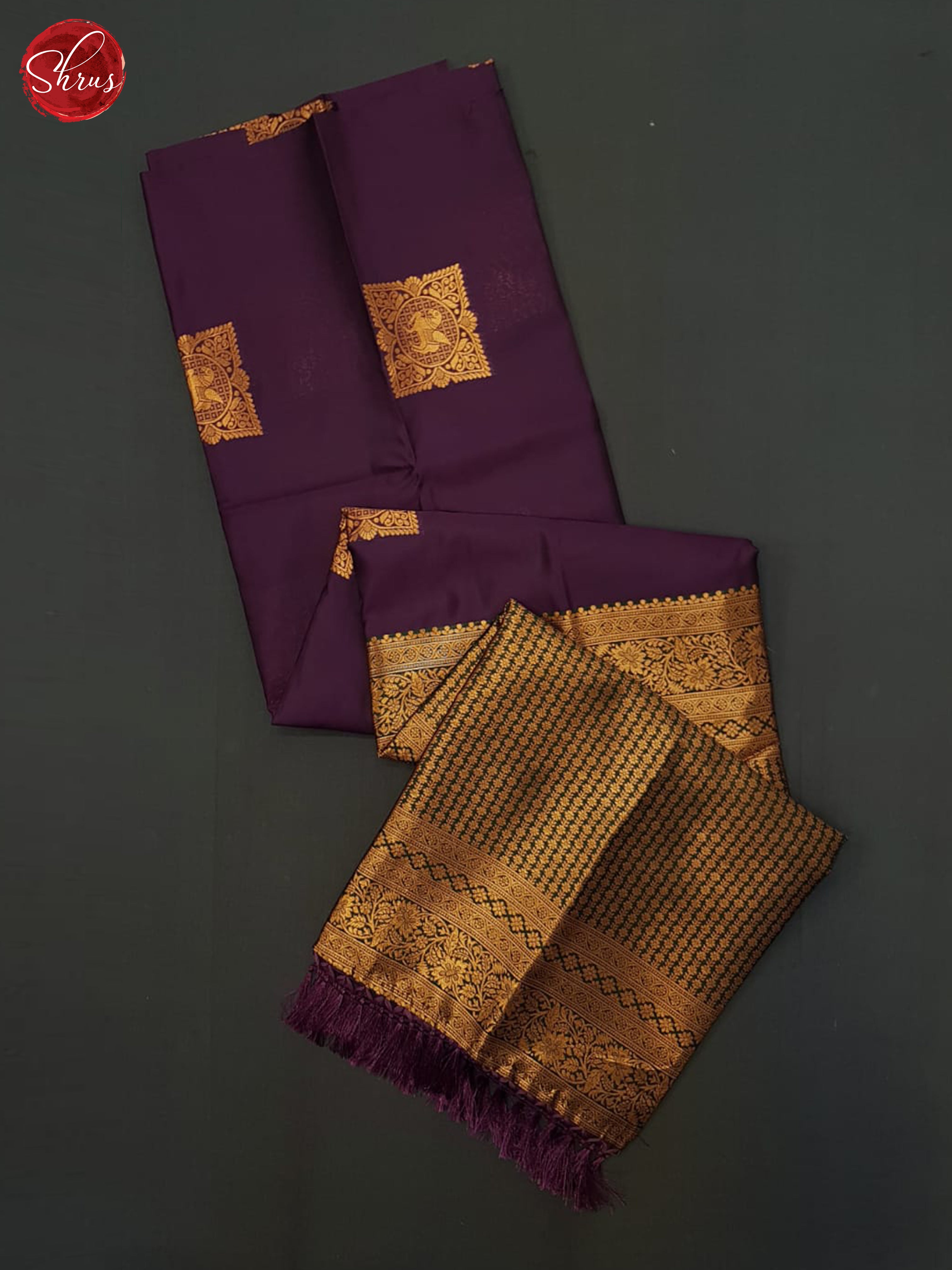 WIne & Green - Semi Soft silk Saree - Shop on ShrusEternity.com