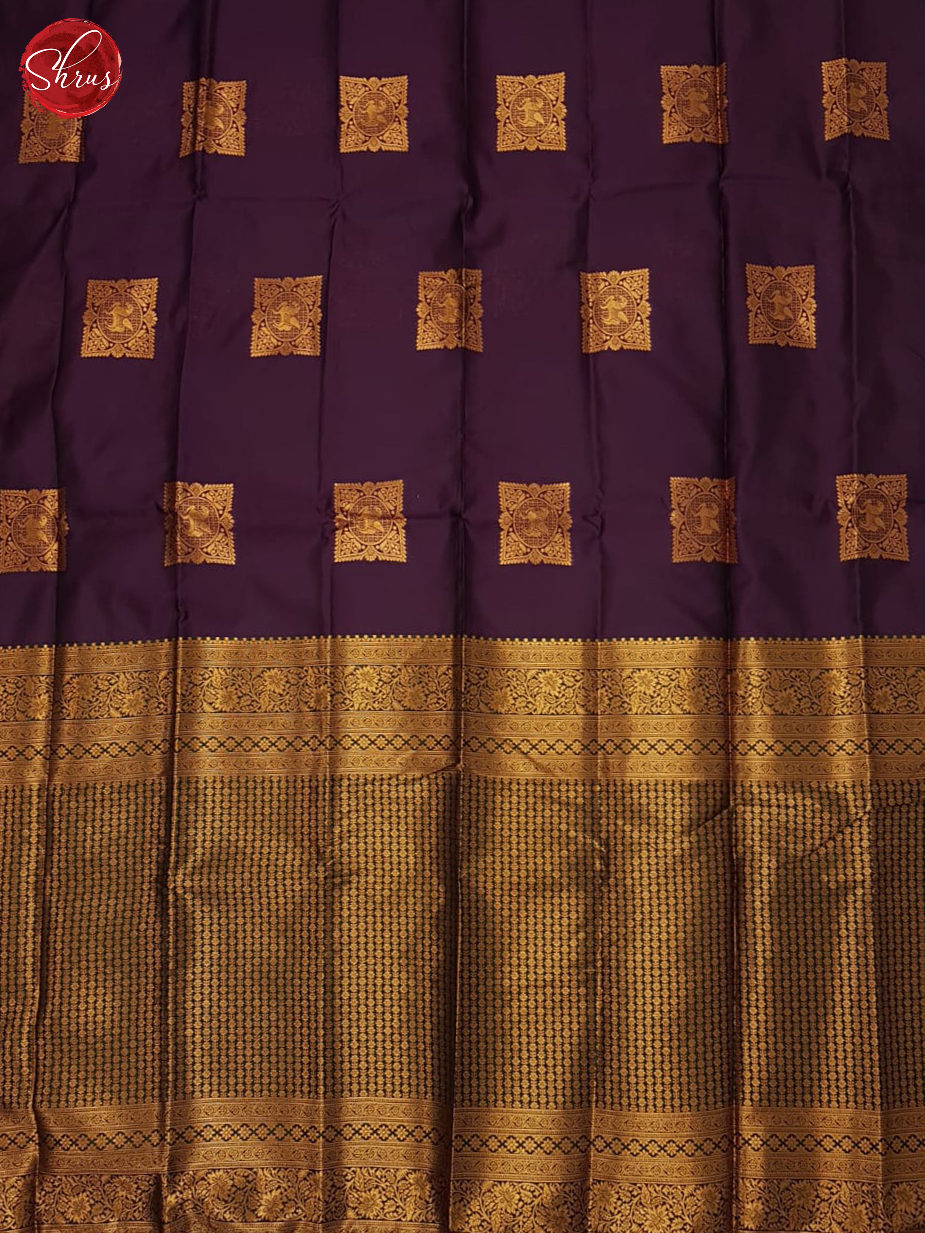 WIne & Green - Semi Soft silk Saree - Shop on ShrusEternity.com