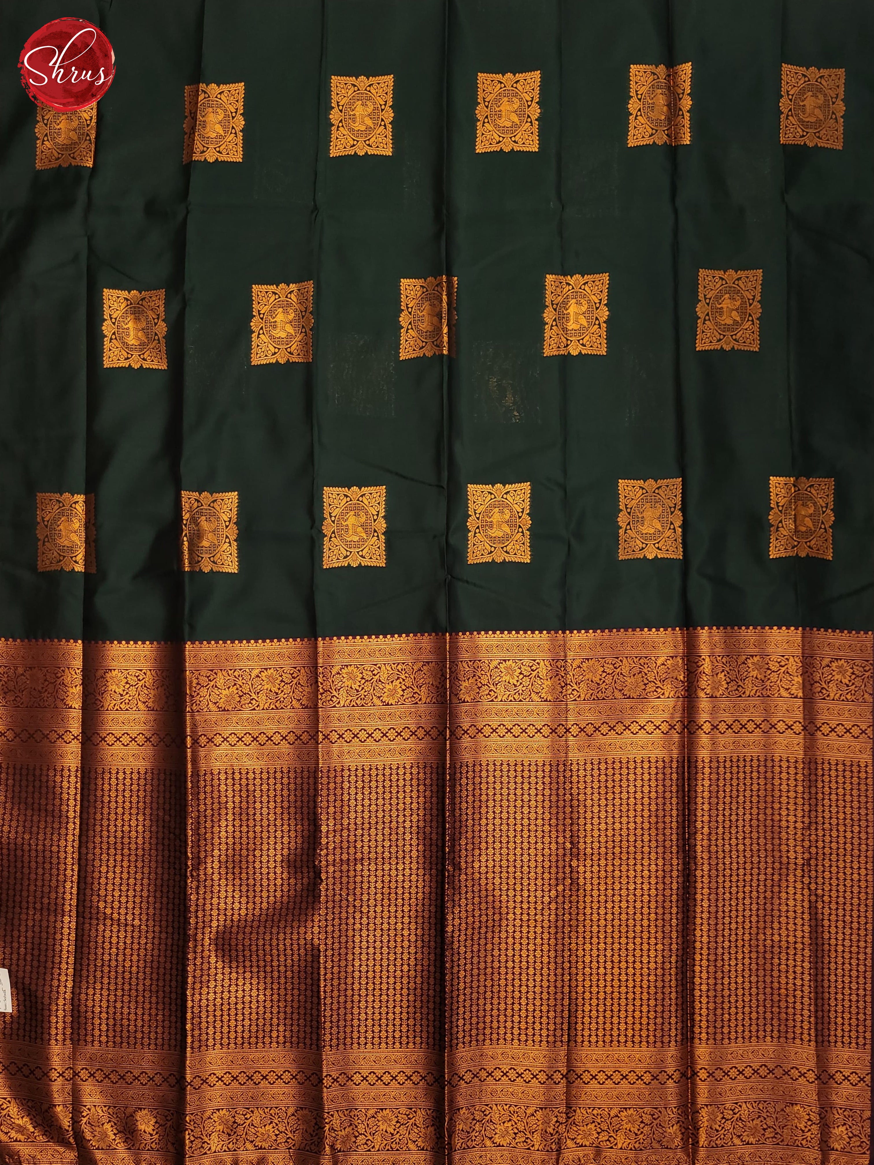 Dark Green & Purple - Semi Softsilk Saree - Shop on ShrusEternity.com