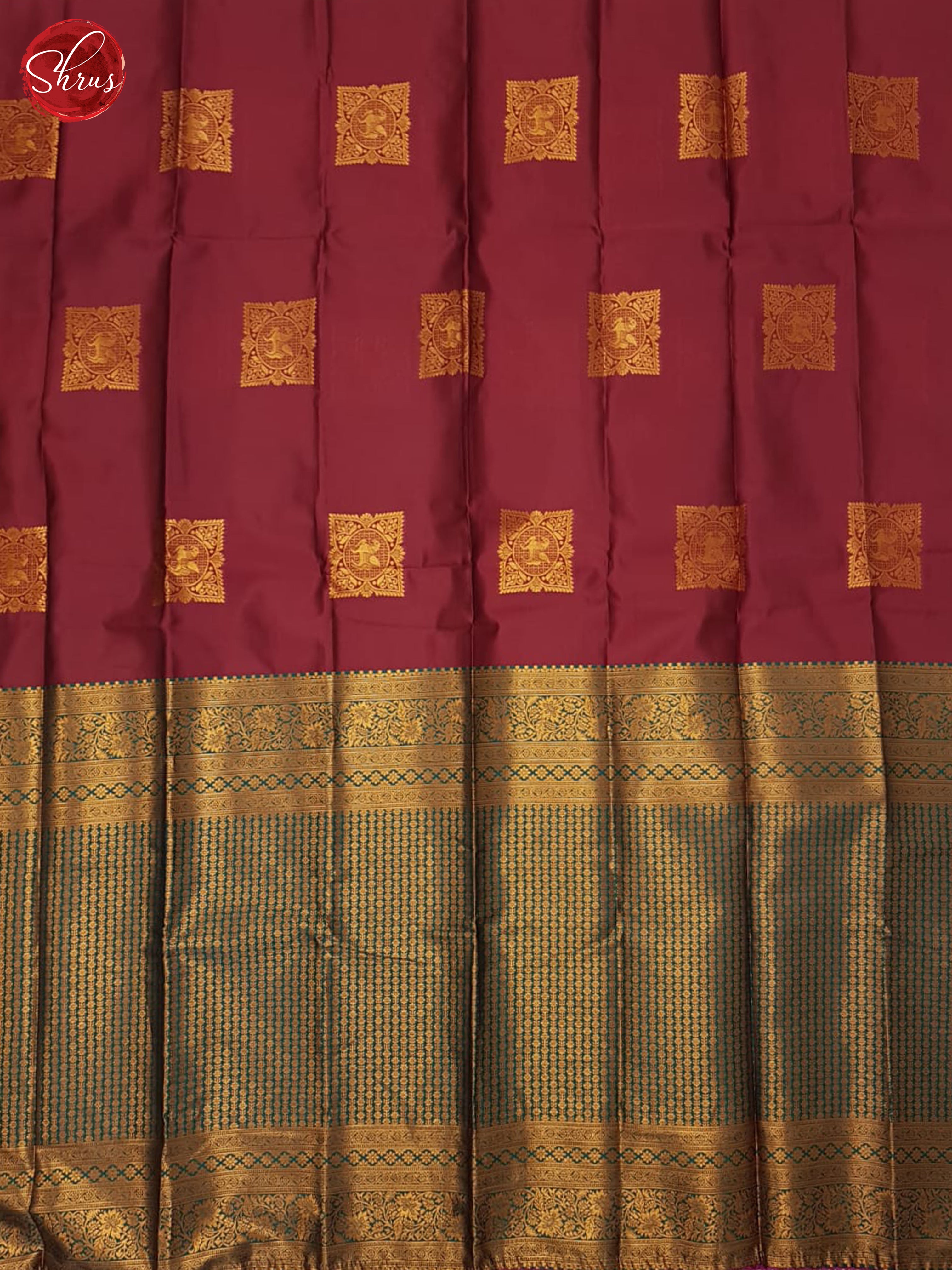 Maroon & Green- Semi Soft silk Saree - Shop on ShrusEternity.com