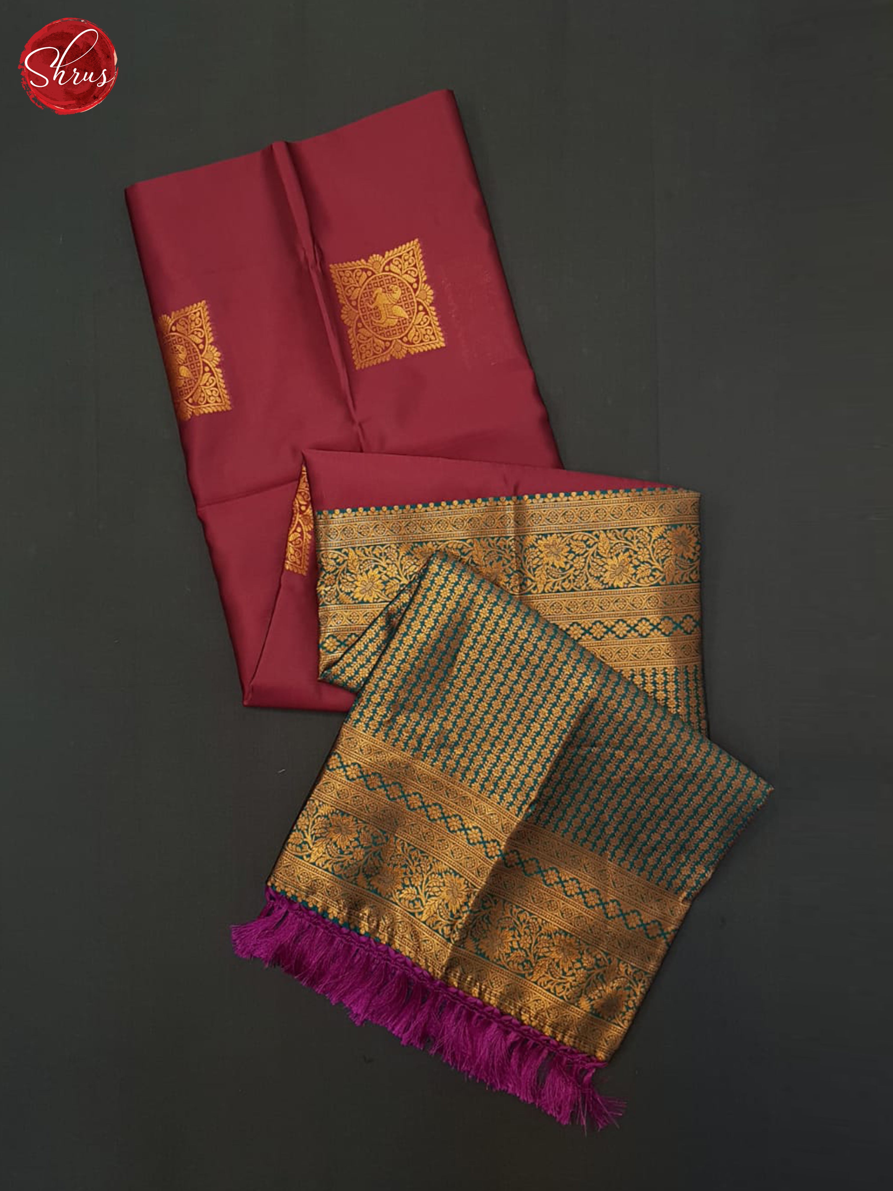 Maroon & Green- Semi Soft silk Saree - Shop on ShrusEternity.com