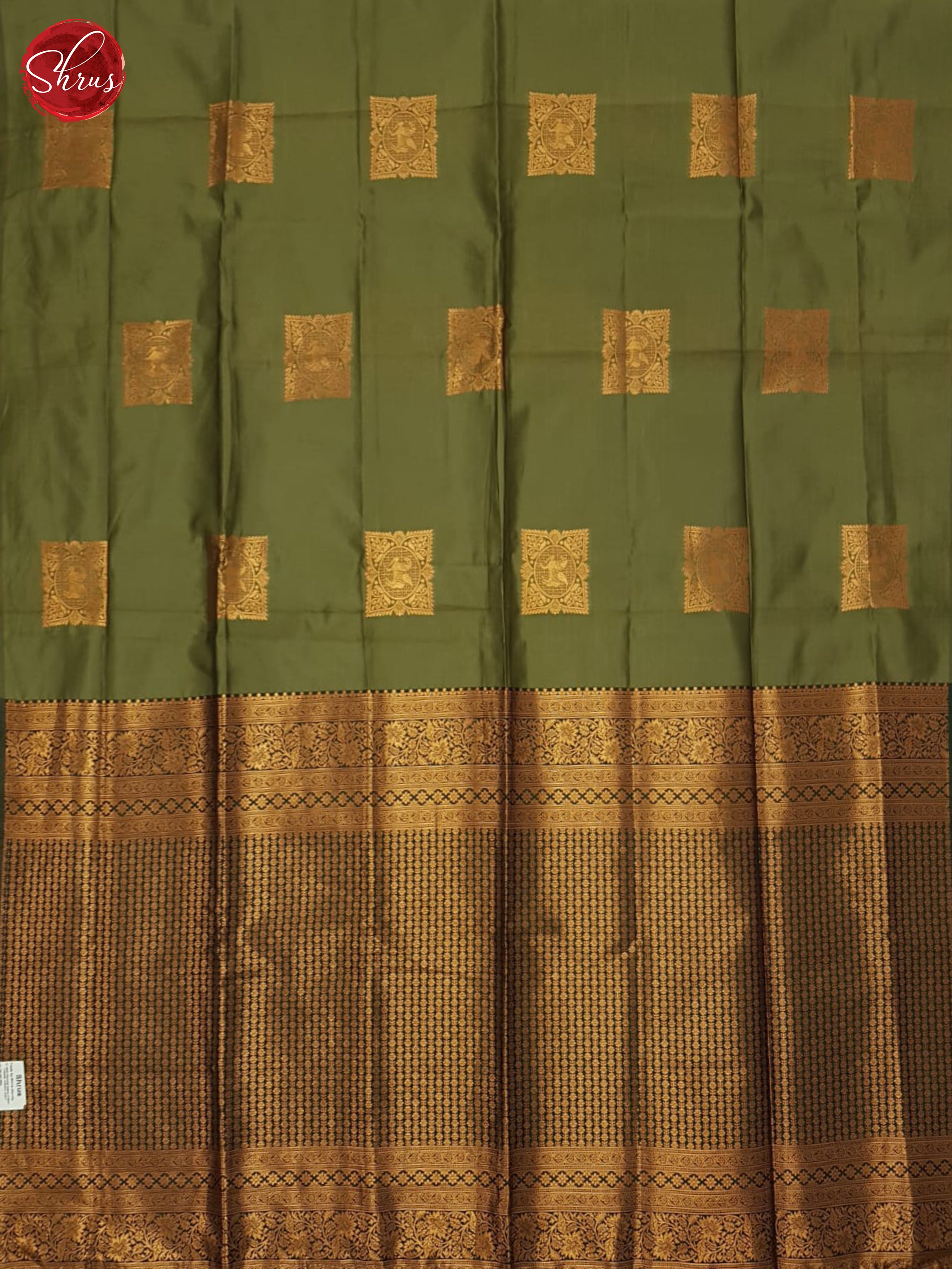 Greenish Grey & Green- Semi Softsilk Saree - Shop on ShrusEternity.com